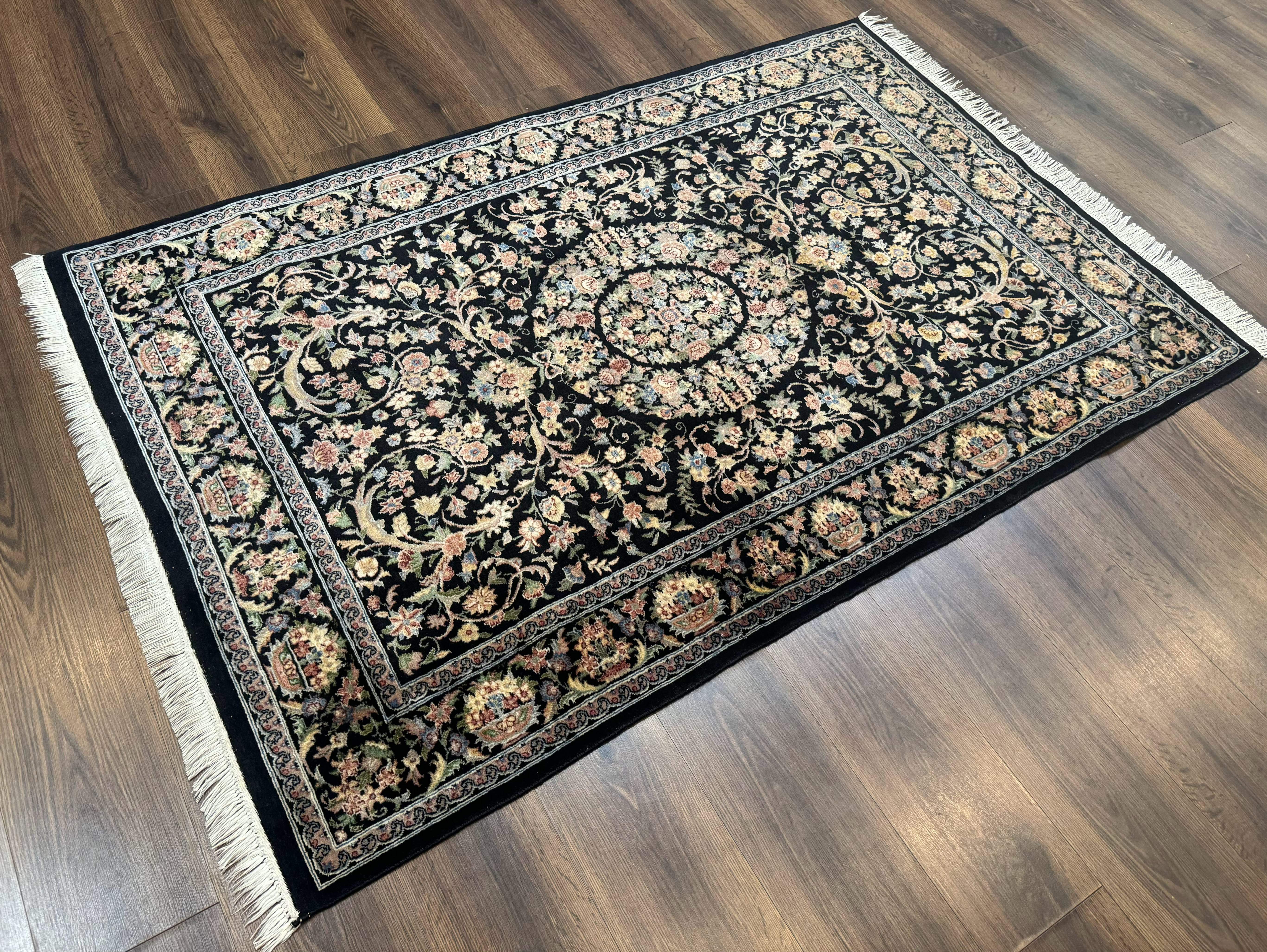 Sino Persian Rug 4x6, Very Fine 260 KPSI, Floral Medallion, Hand Knotted Wool Carpet - Jewel Rugs
