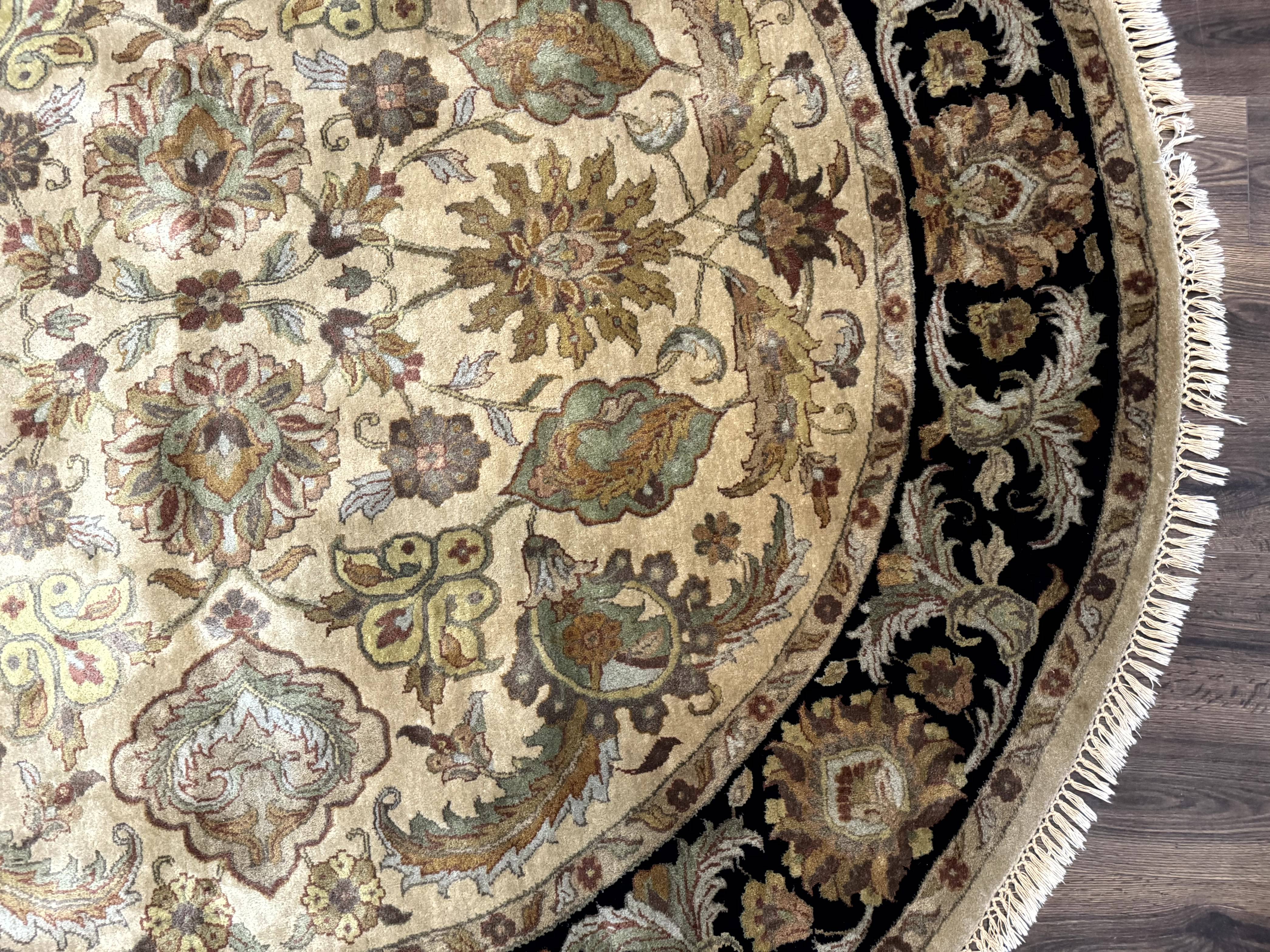 Indo Mahal Round Rug 8x8, Wool Handmade Indian Carpet - Jewel Rugs