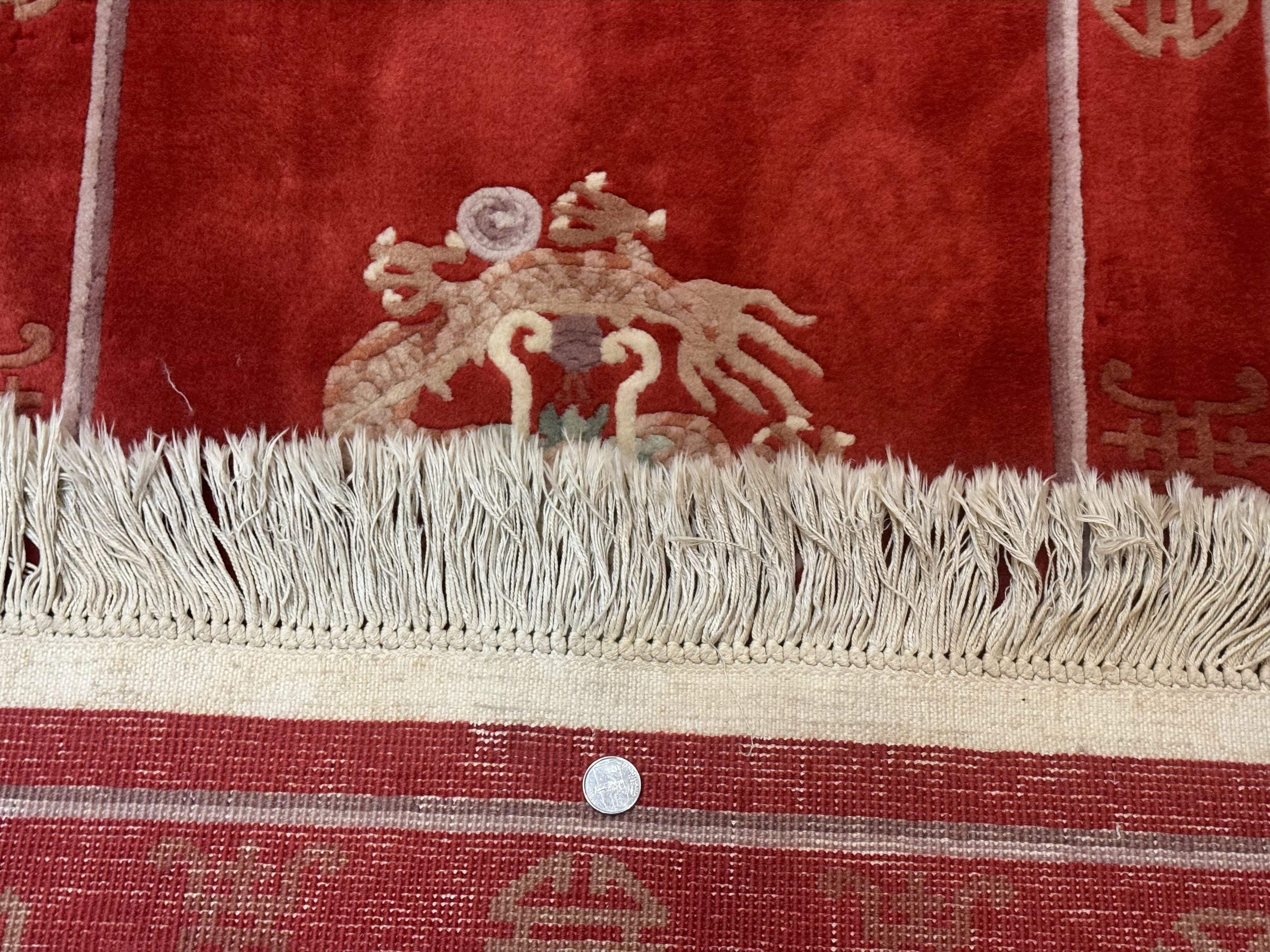 Red Chinese Dragon Rug 2x5 – Hand-Knotted Wool Asian Carpet - Jewel Rugs