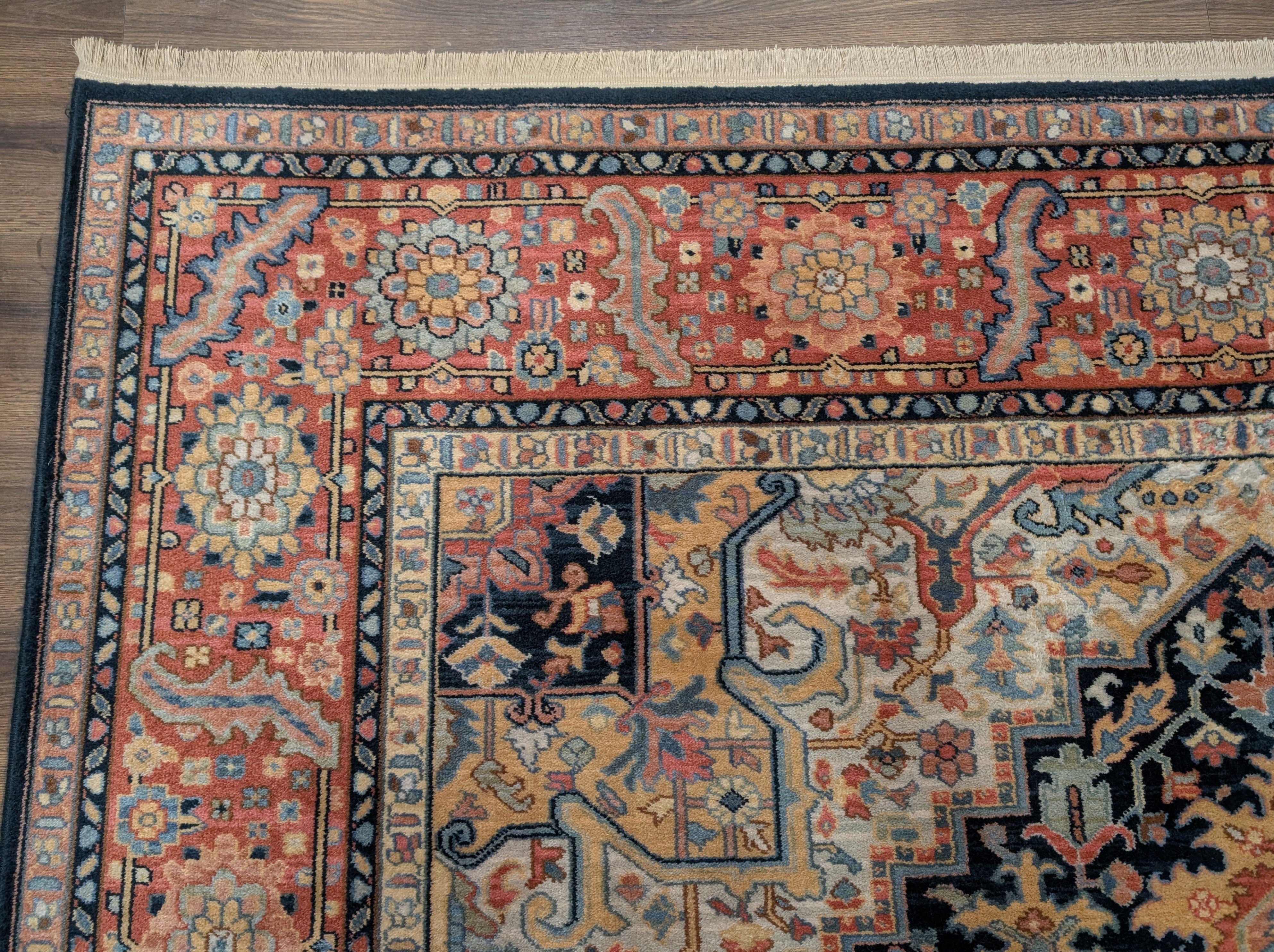 Karastan Rug 8.8 x 12 Navy Heriz #701, Vintage Wool Karastan Carpet - Jewel Rugs