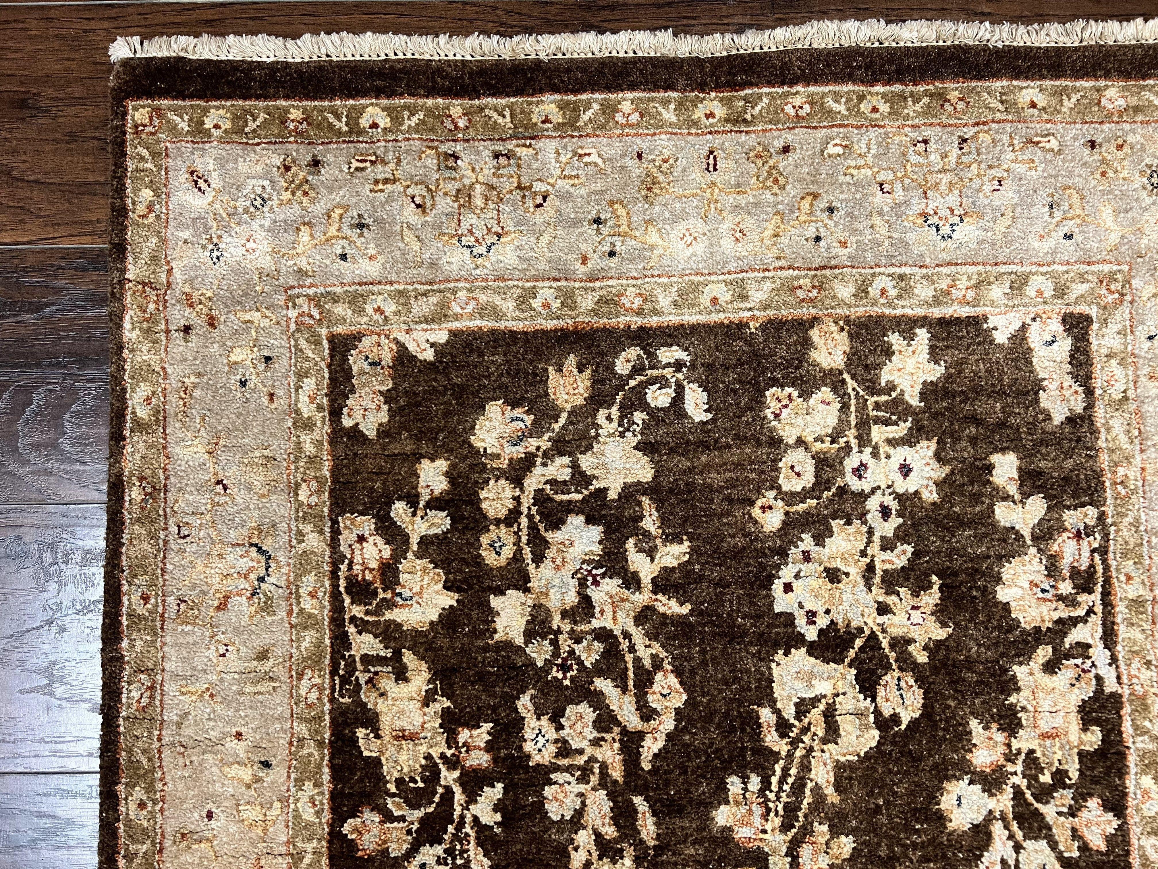 Peshawar Runner Rug 3 x 20, Wool Hand Knotted Vintage Pakistani Carpet, Brown & Taupe, Chobi Mahal Floral Rug, Extra Long Hallway Runner - Jewel Rugs