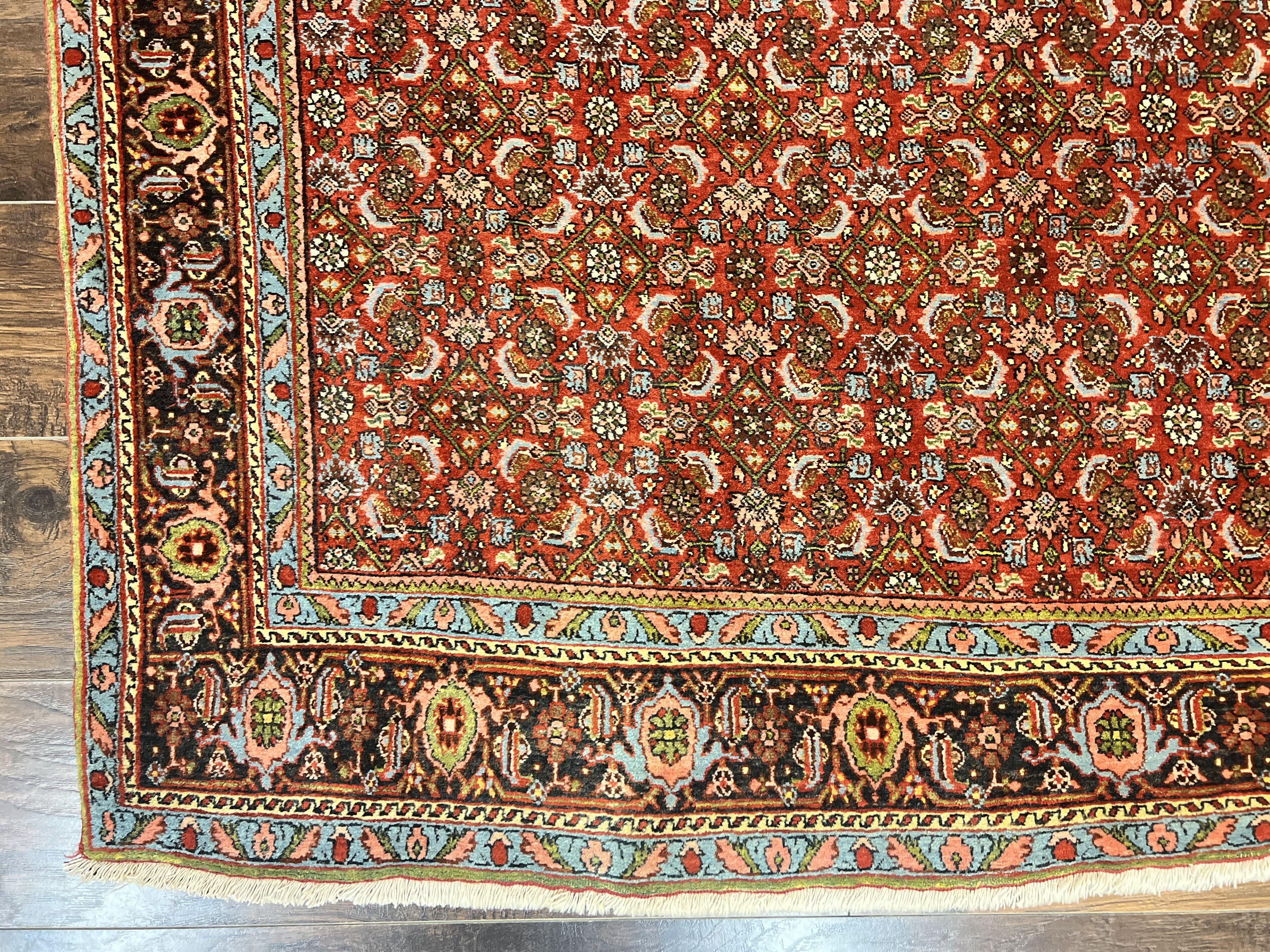 Antique Persian Bidjar Rug 5x7, Repeated Allover Herati Pattern, Red, Handmade Wool Carpet - Jewel Rugs