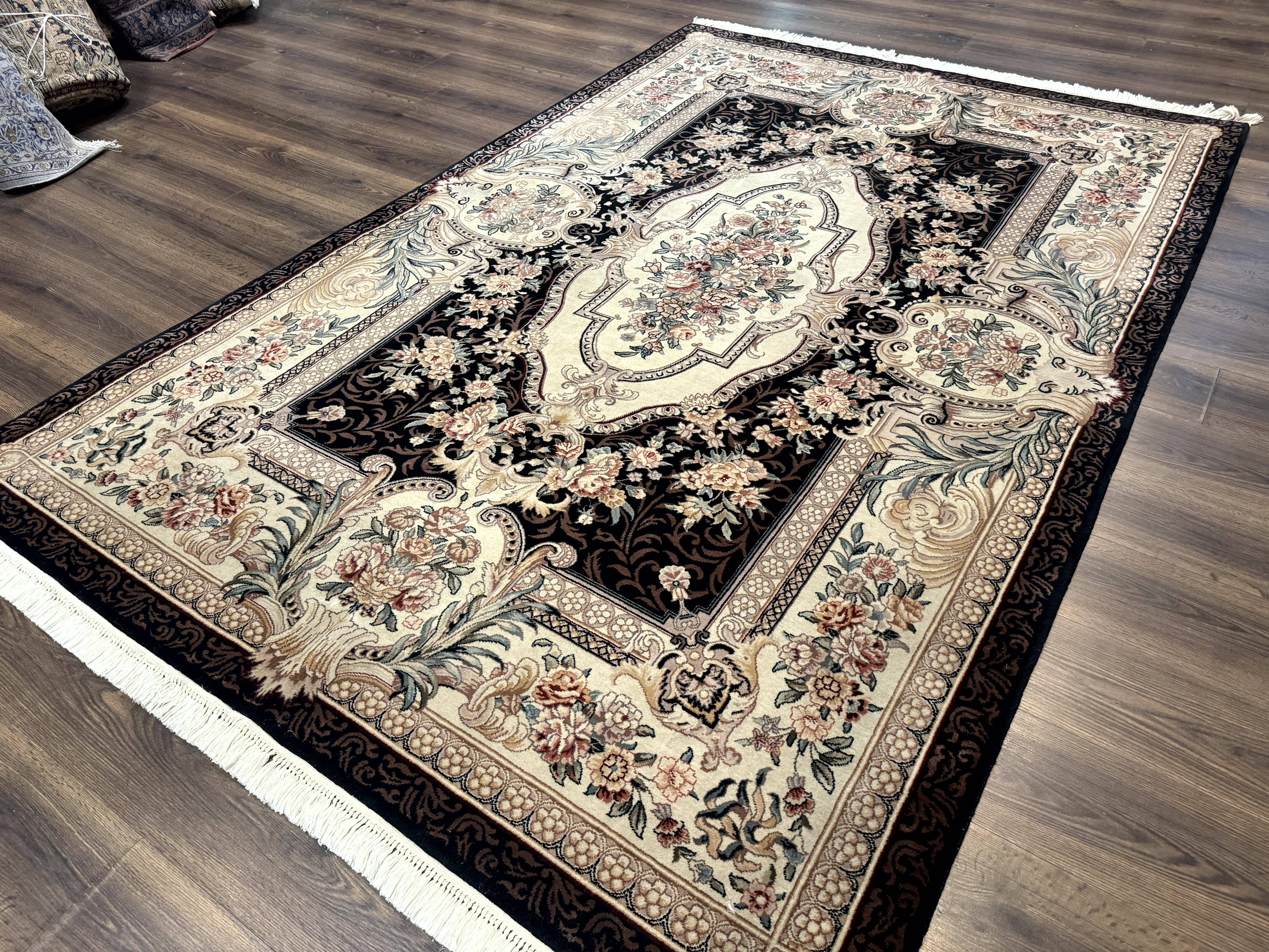 Aubusson Rug 6x9, European Design, Fine 170 KPSI, Elegant Carpet - Jewel Rugs