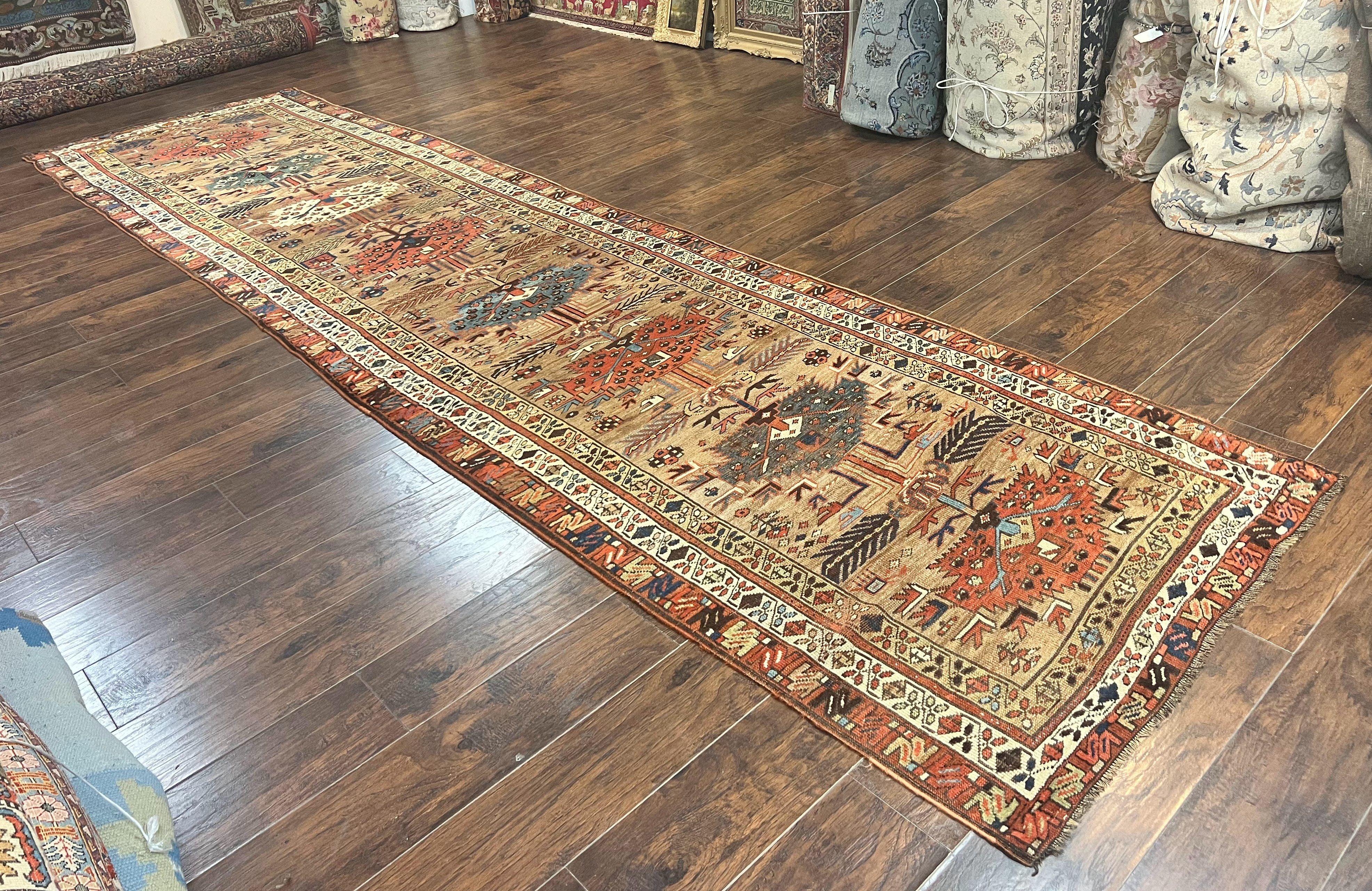 Antique Persian Runner Rug 4 x 16, Persian Kurdish Sarab Runner, Camel Hair Wool Tribal Runner for Hallway, 16ft Runner, Handmade 1920s Rug - Jewel Rugs
