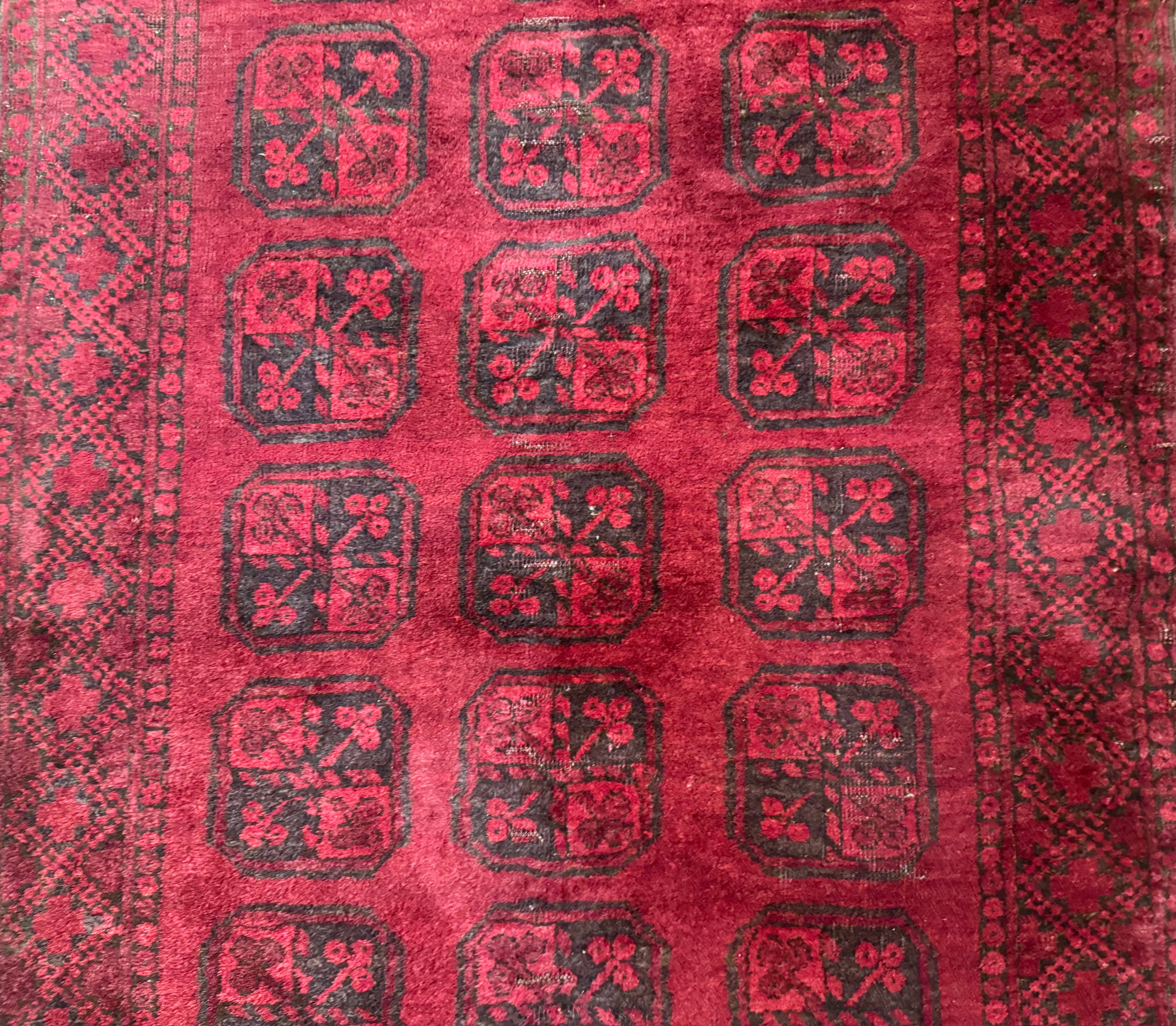 Afghan Turkoman Bokhara Bashir Rug 3x6, Red - Jewel Rugs