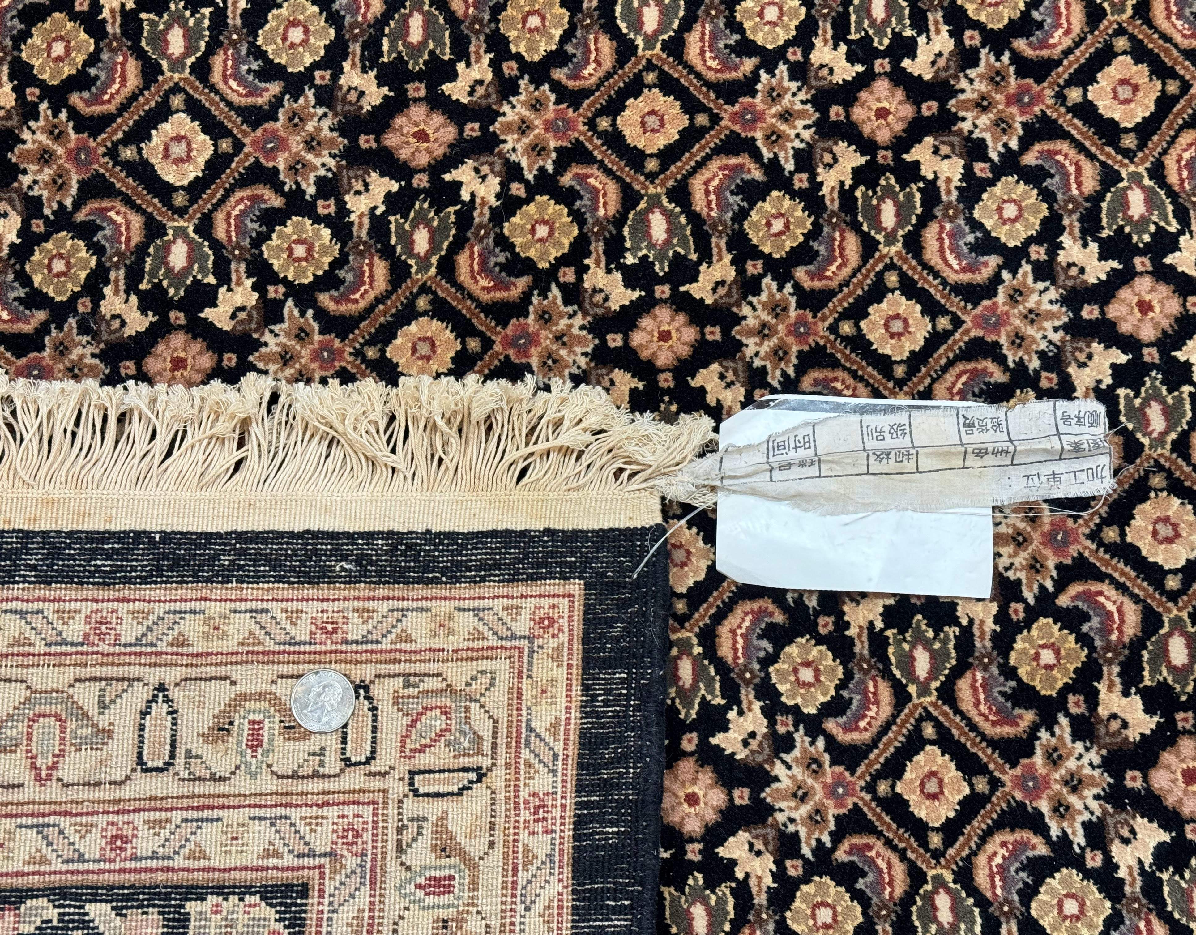 Sino Persian Mahi Rug 9x12, Wool and Silk, Black - Jewel Rugs