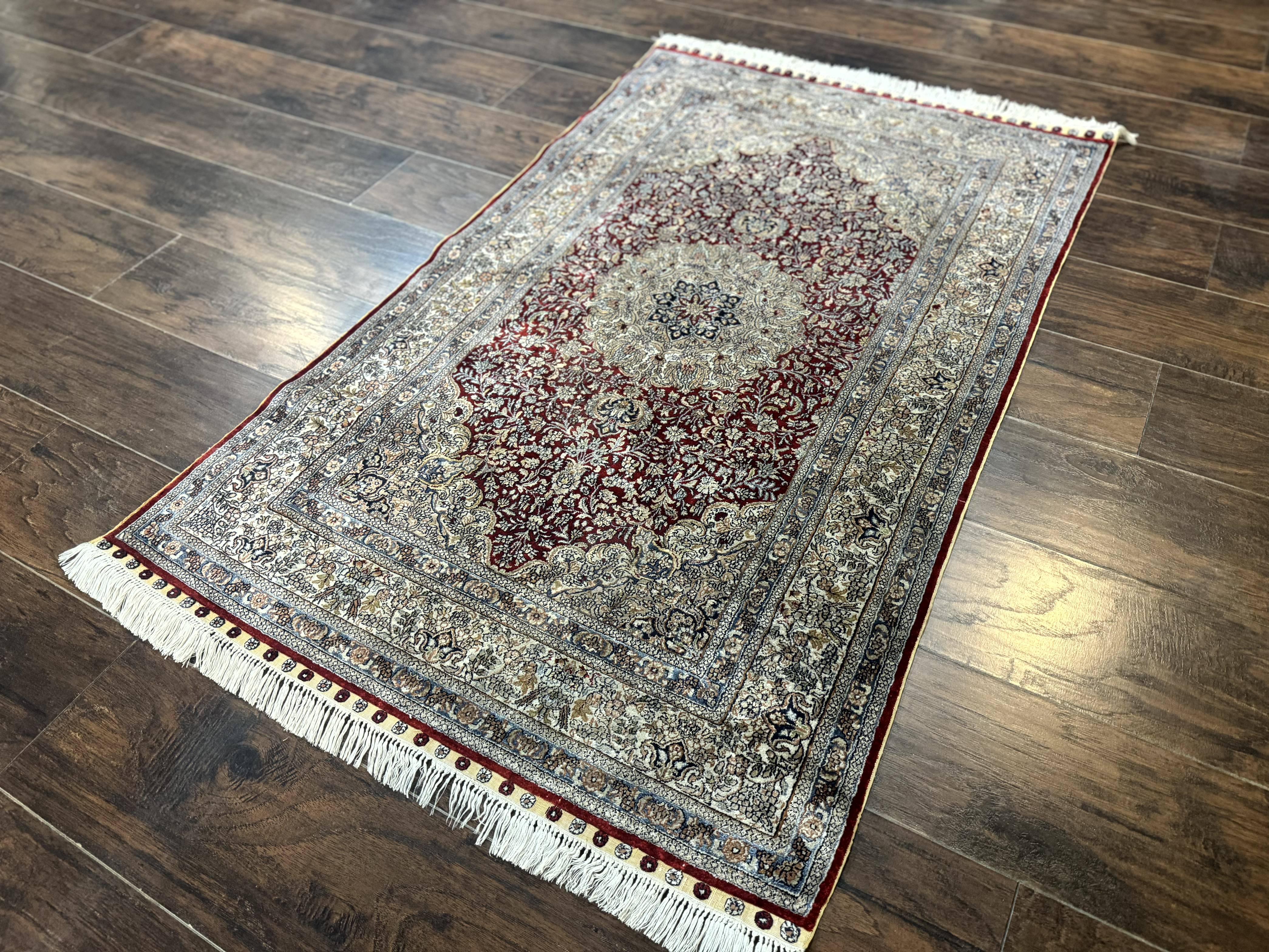 Sino Persian Silk Rug 3x5, Super Fine 440 KPSI, Floral Medallion, Handmade - Jewel Rugs