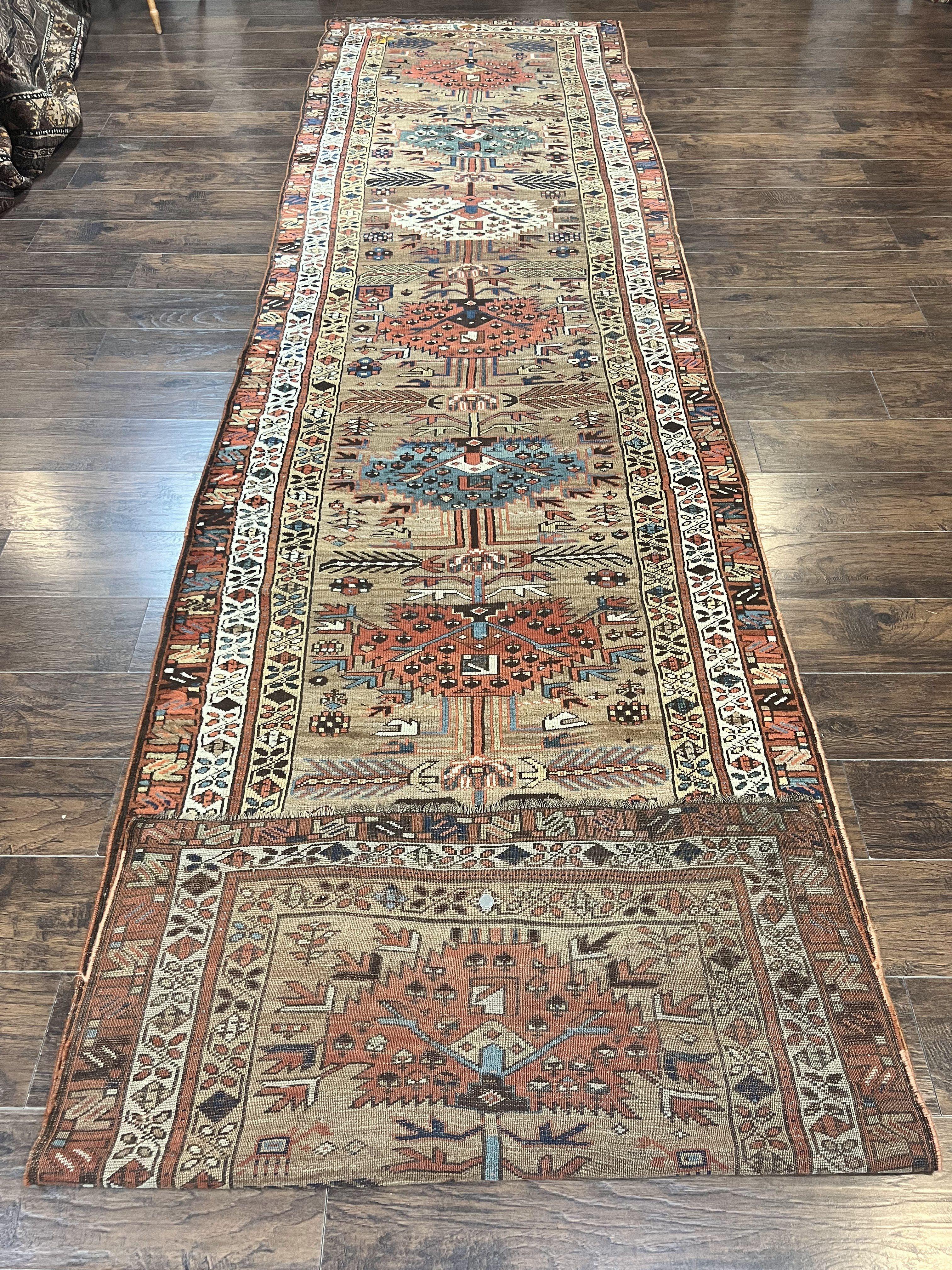 Antique Persian Runner Rug 4 x 16, Persian Kurdish Sarab Runner, Camel Hair Wool Tribal Runner for Hallway, 16ft Runner, Handmade 1920s Rug - Jewel Rugs