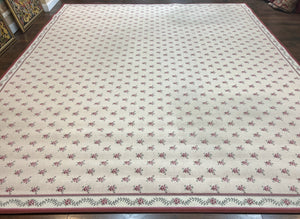 Stark Rug 12x14, Vintage Stark Carpet 12 x 14, Large Palace Size Rug, Beige, Repeated Floral Motif