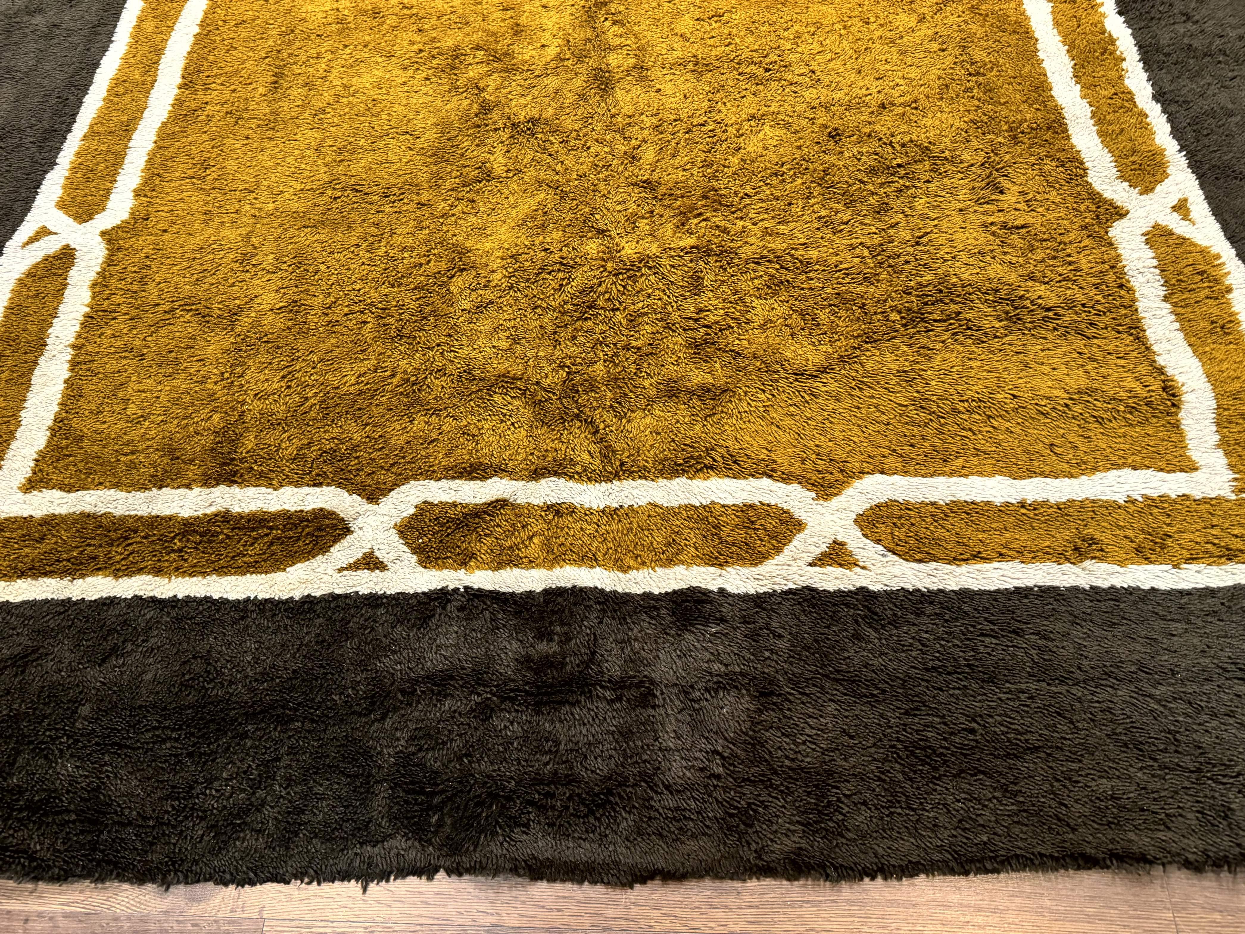 Mid Century Shag Rug 8x11, Large Vintage Shag Rug, Open Field, European Shag Rug - Jewel Rugs