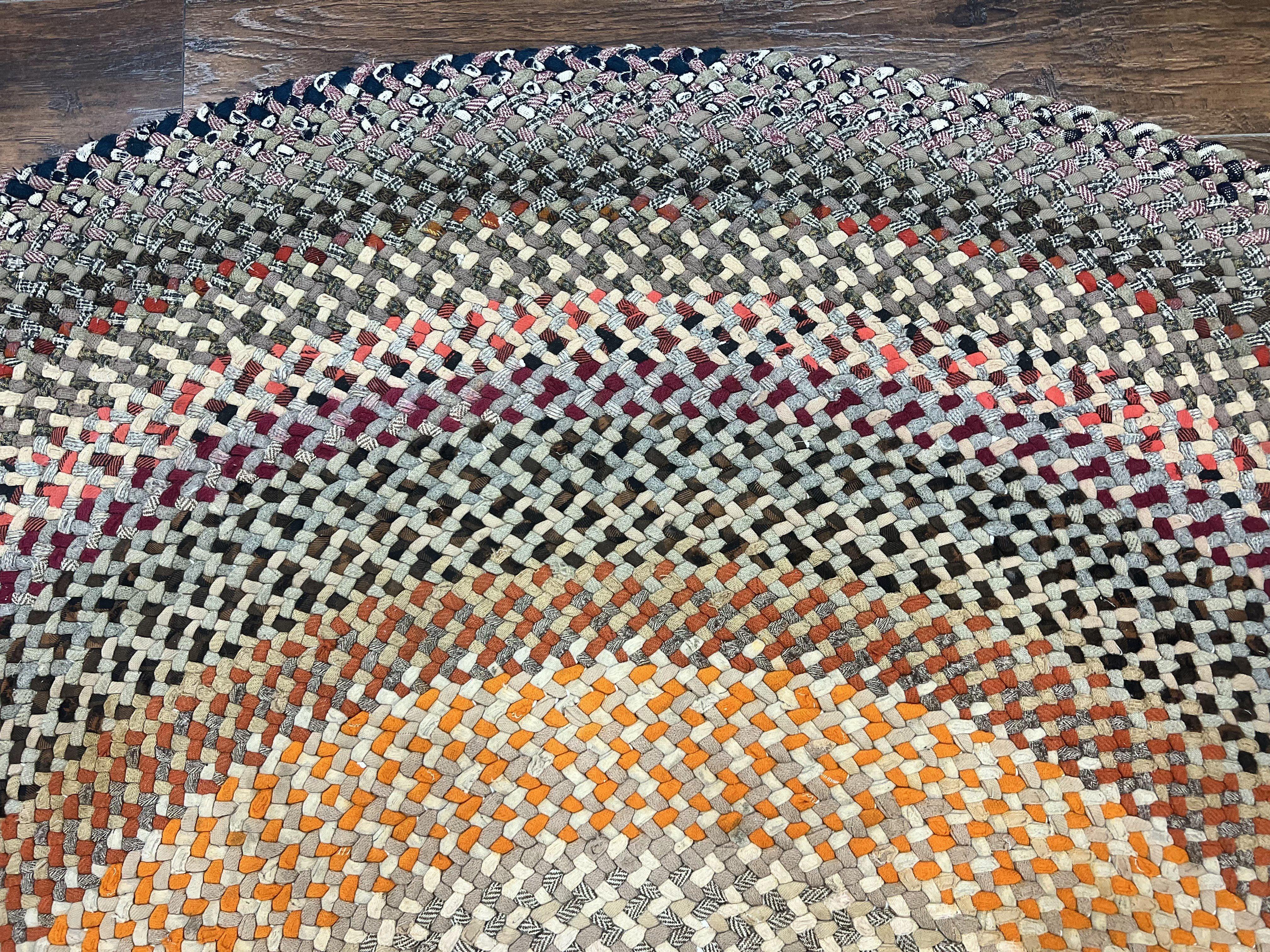 Large American Braided Rug 9x9, Multicolor Vintage Braided Carpet - Jewel Rugs