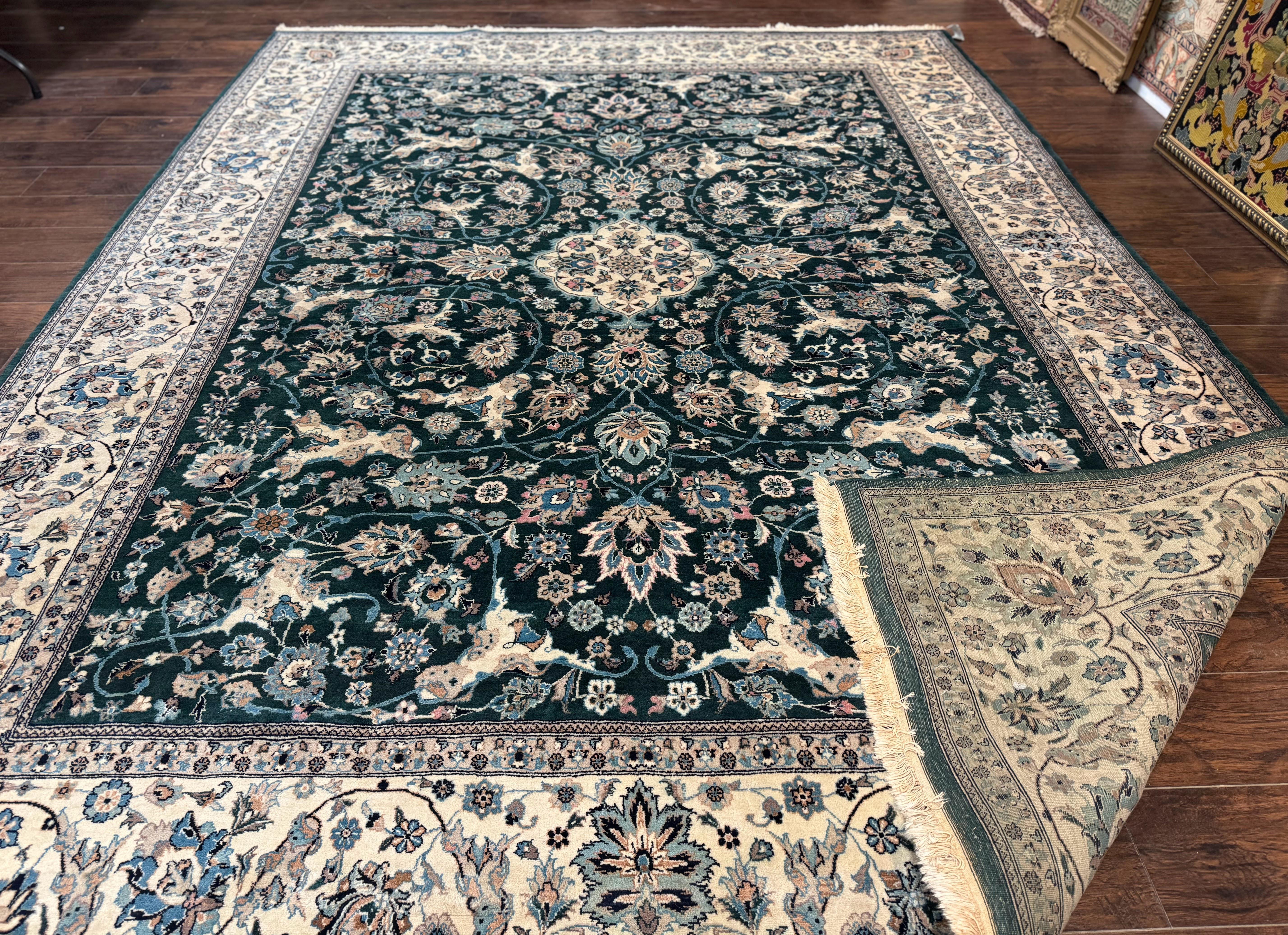 Pak Persian Rug 9x12, Dark Green, Floral Allover - Jewel Rugs