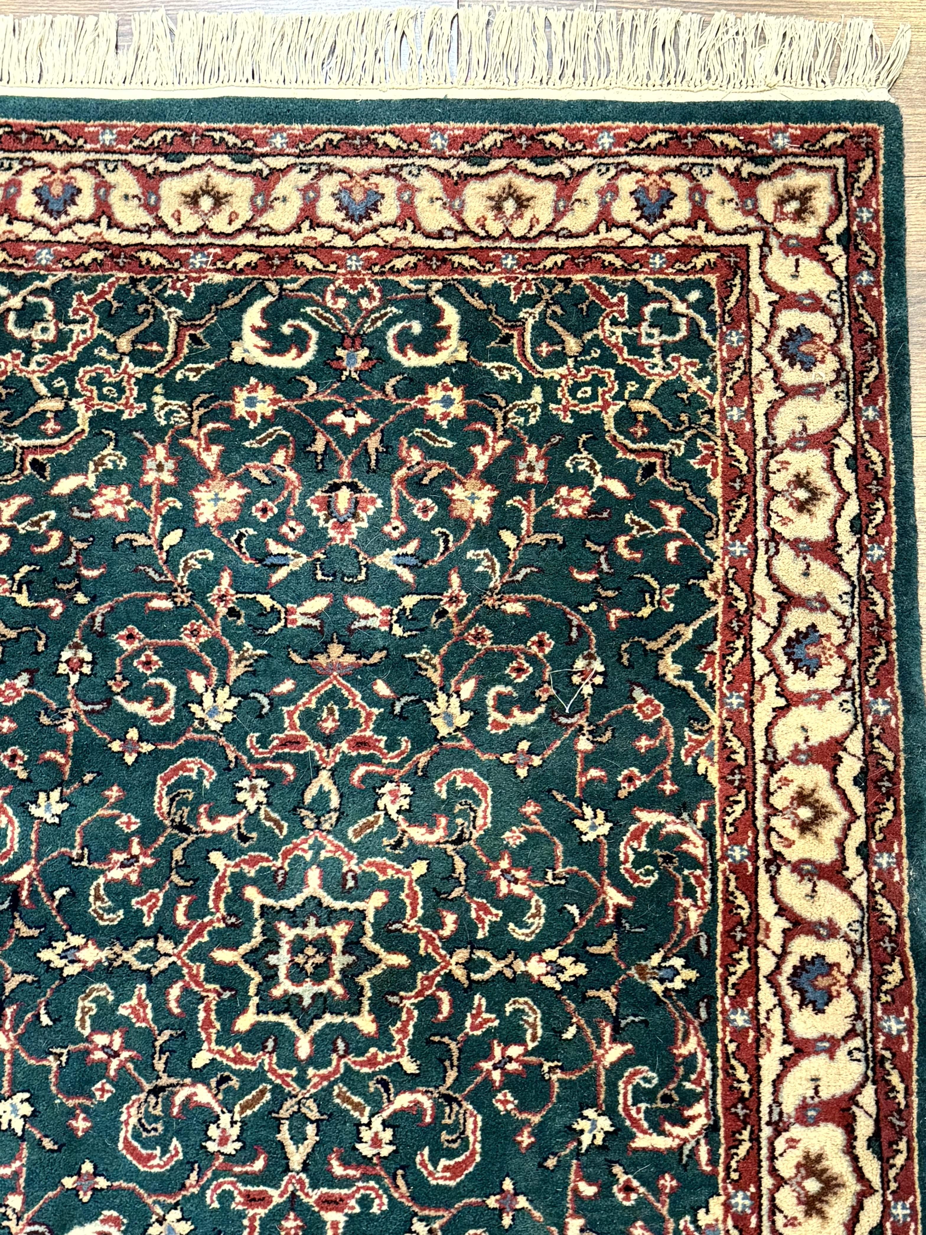 Dark Green Indo Persian Rug 2.5 x 4, Hand Knotted Wool Small Oriental Carpet - Jewel Rugs
