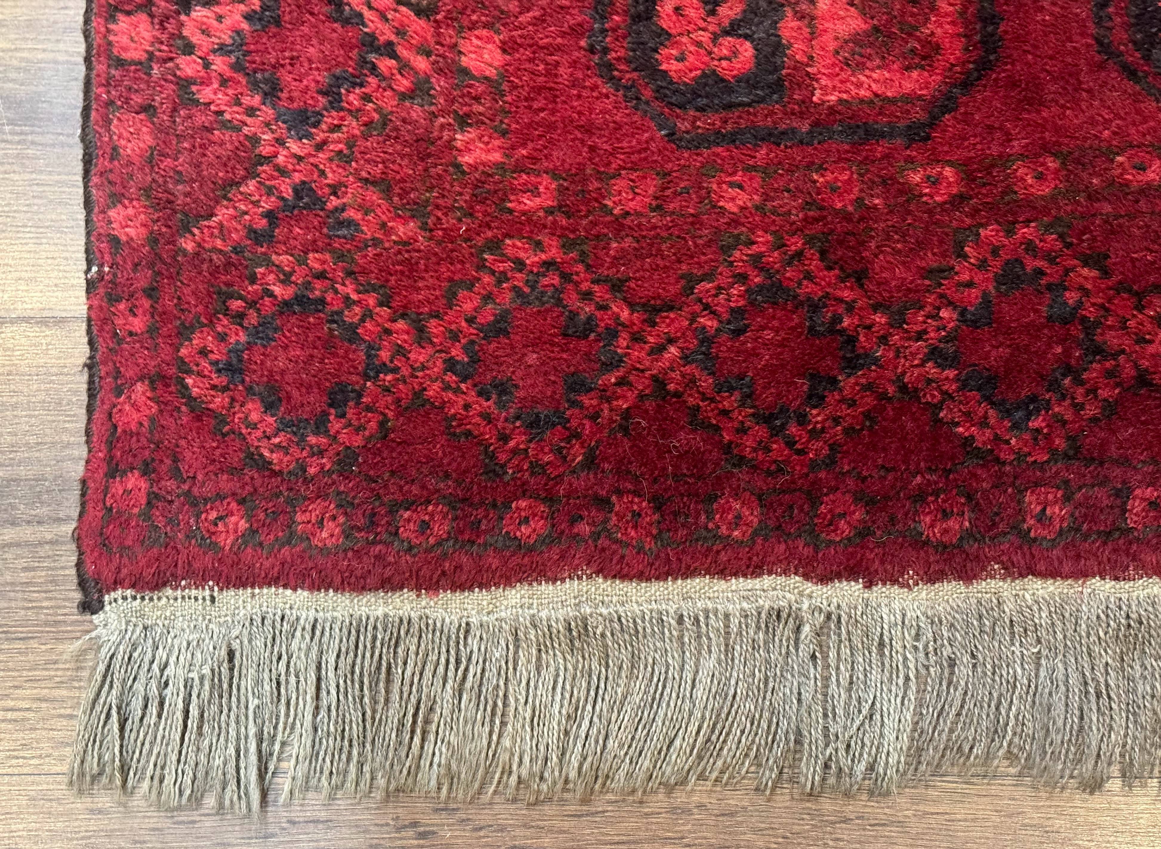 Afghan Turkoman Bokhara Bashir Rug 3x6, Red - Jewel Rugs