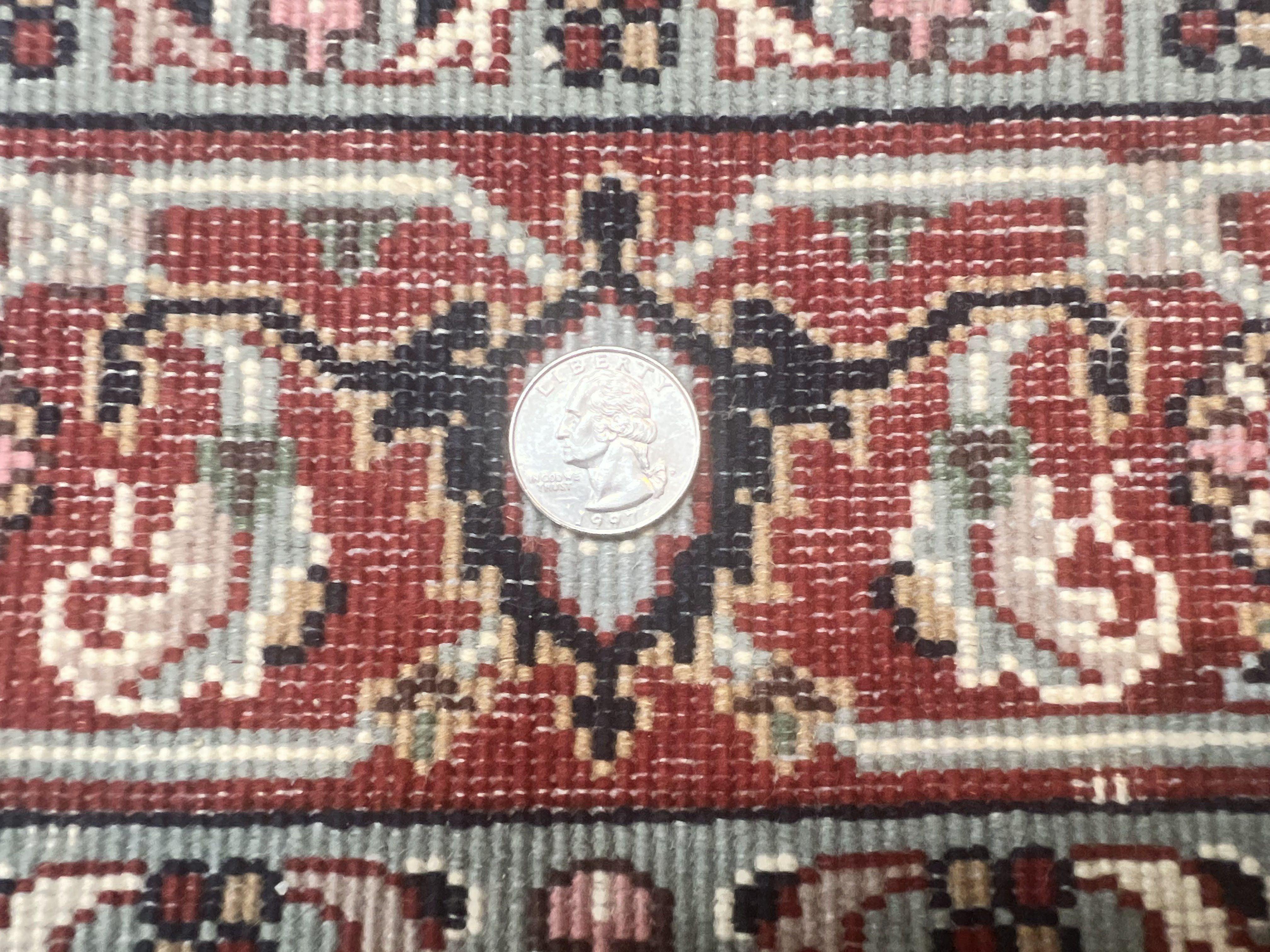 Indo Persian Rug 3x4, Herati Allover Pattern, Midnight Blue and Red, Small Vintage Handmade Wool Rug - Jewel Rugs