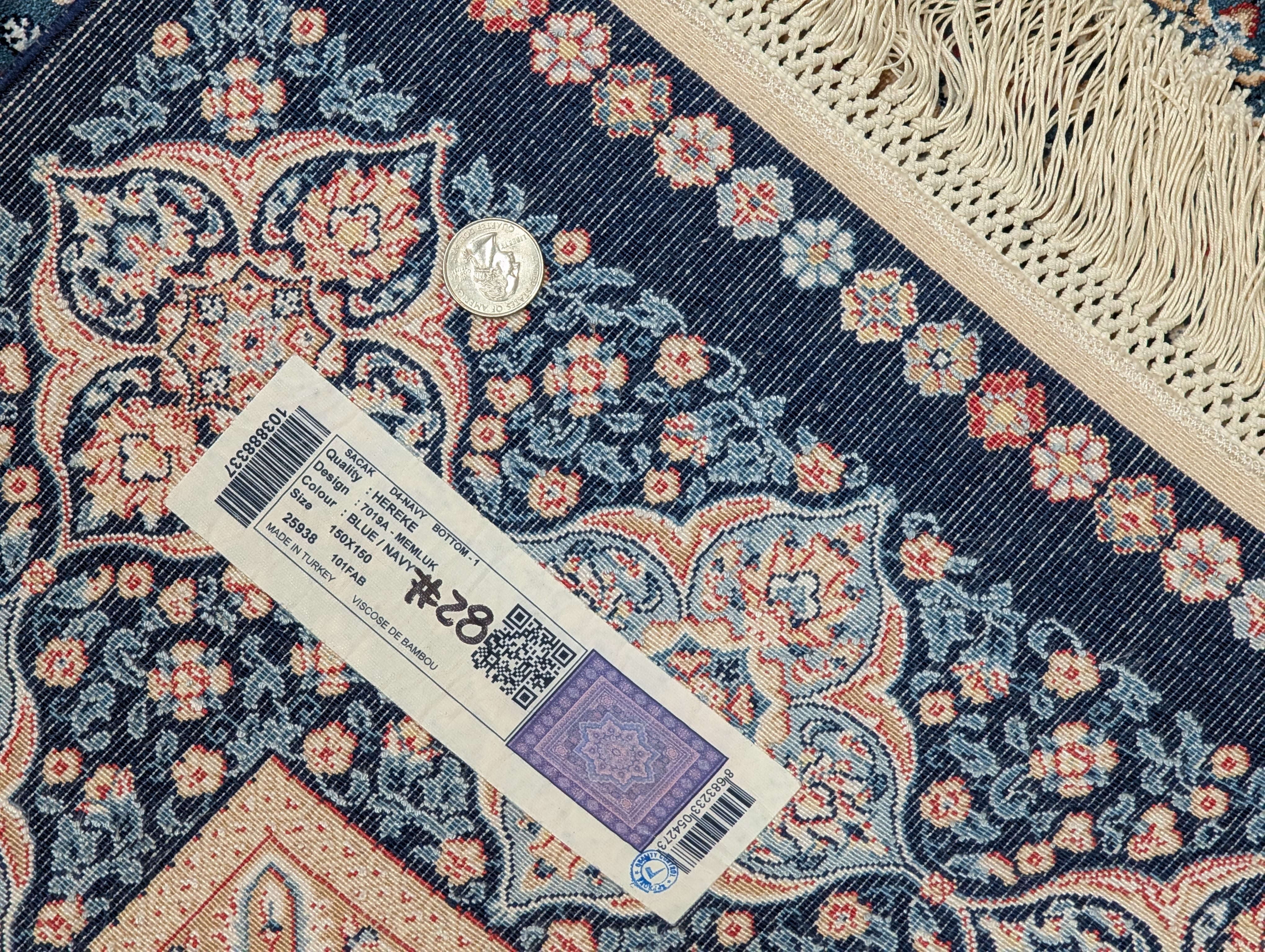 Square Silk Rug 5x5, Turkish Mamluk Silk Carpet, Blue, New, Bamboo Silk - Jewel Rugs