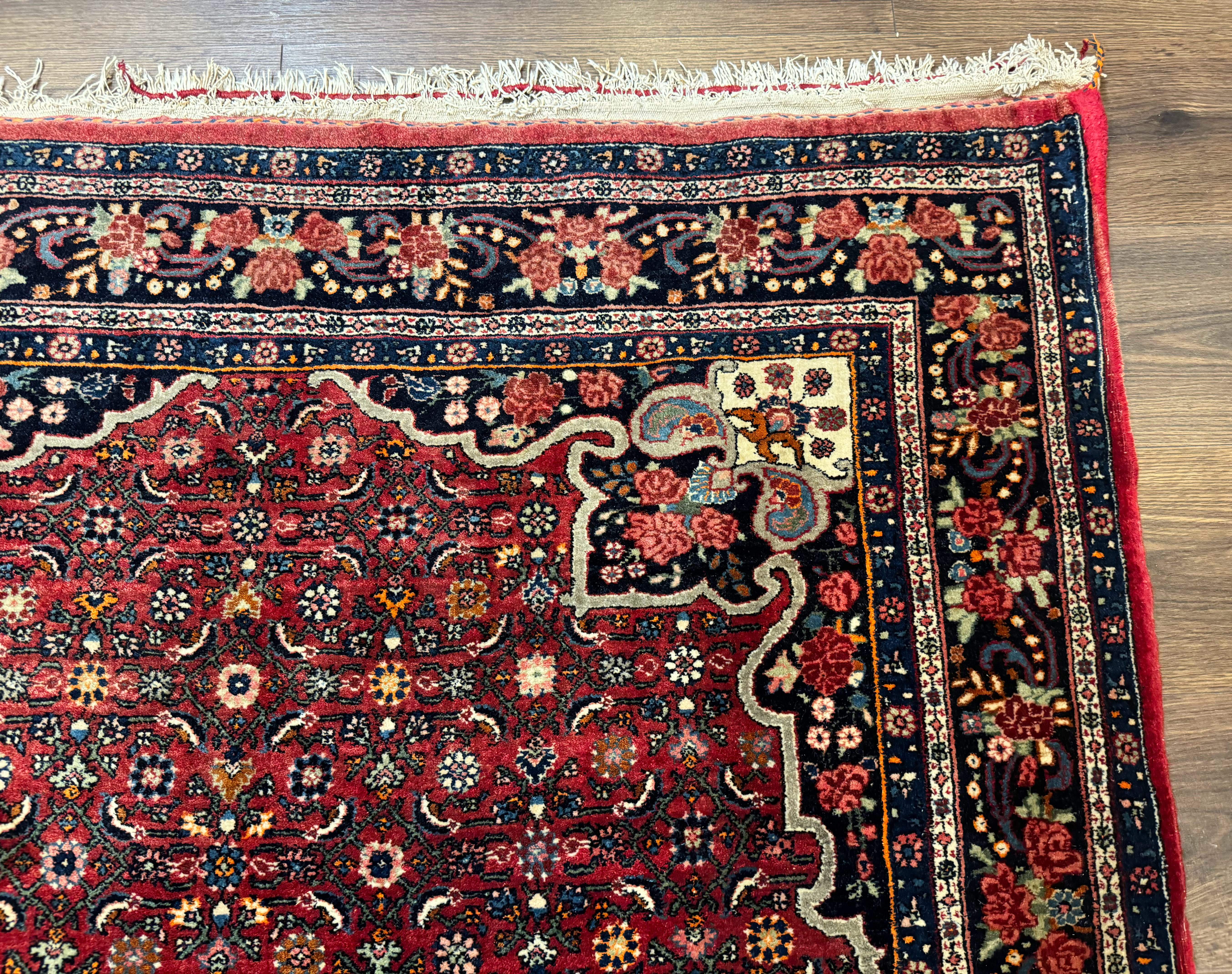 Antique Persian Rug 5x7, Red, Fine 260 KPSI, Bidjar Carpet - Jewel Rugs