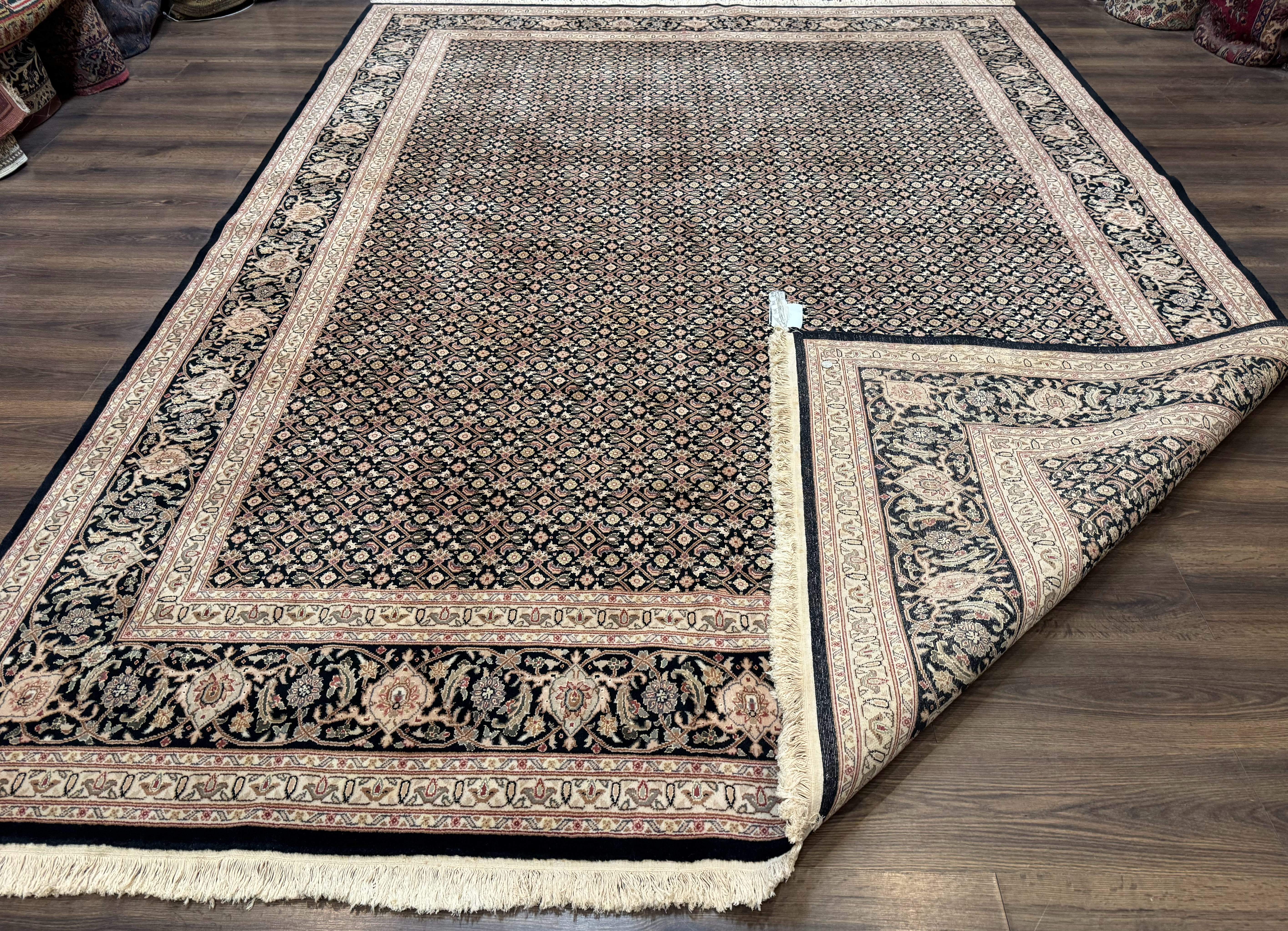 Sino Persian Mahi Rug 9x12, Wool and Silk, Black - Jewel Rugs