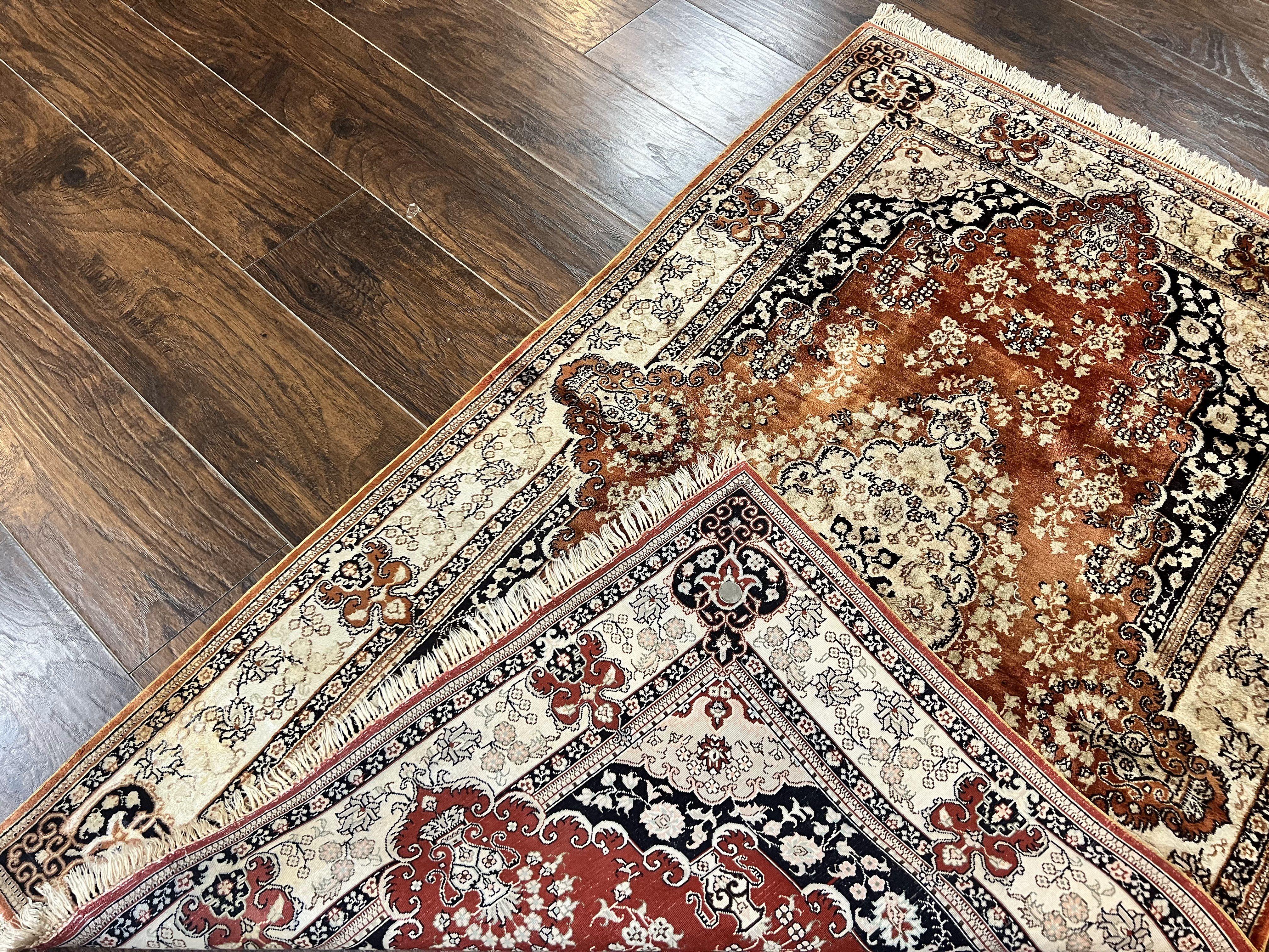 Turkish Silk Rug 3x5, Very Fine 400 KPSI, Floral Medallion, Handmade Hand Knotted Silk on Silk Oriental Carpet - Jewel Rugs