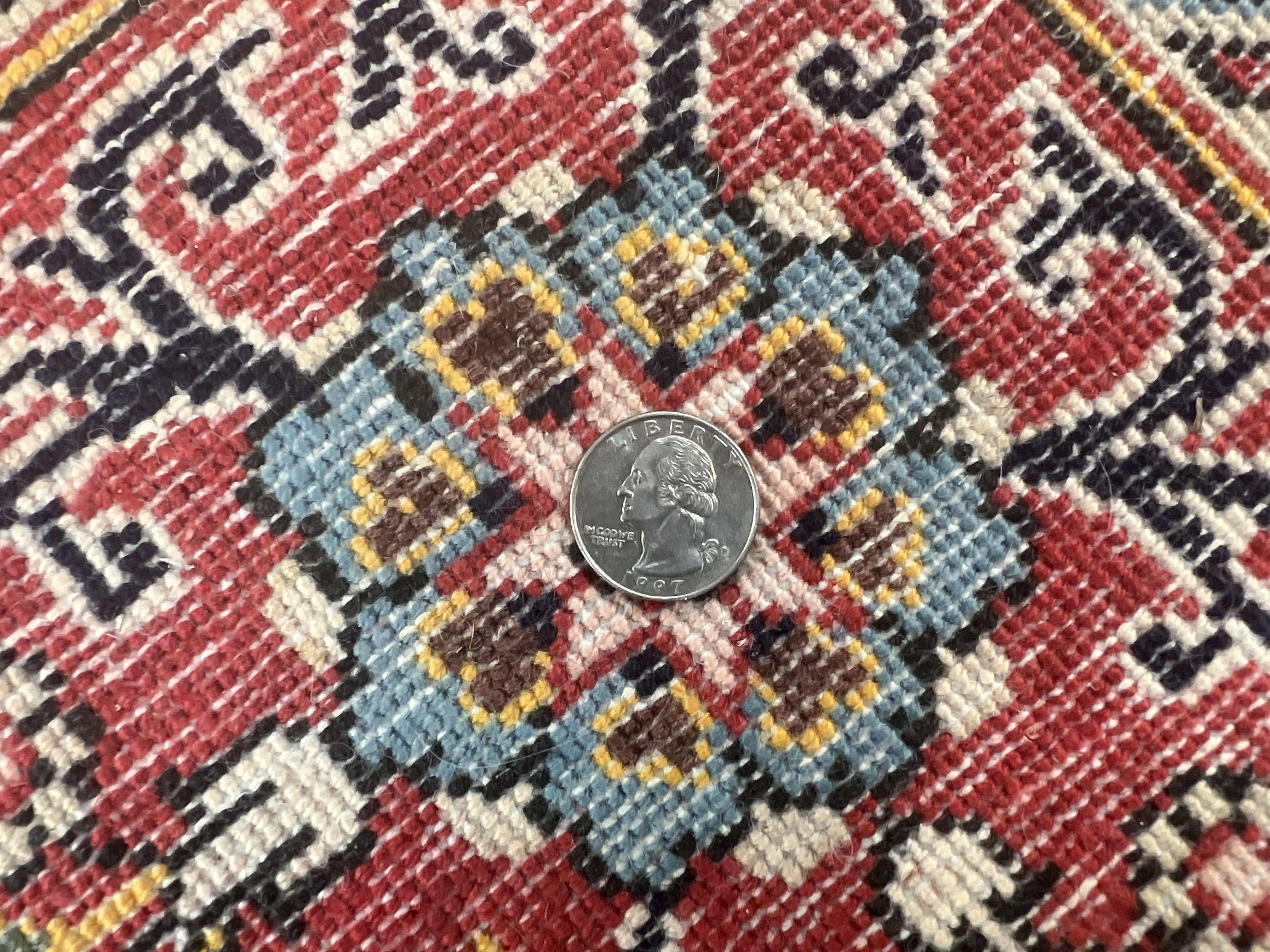 Persian Qum Rug 9x13, Multicolor Panel Design, Red Blue Cream, Hand Knotted Vintage Large Wool Rug - Jewel Rugs