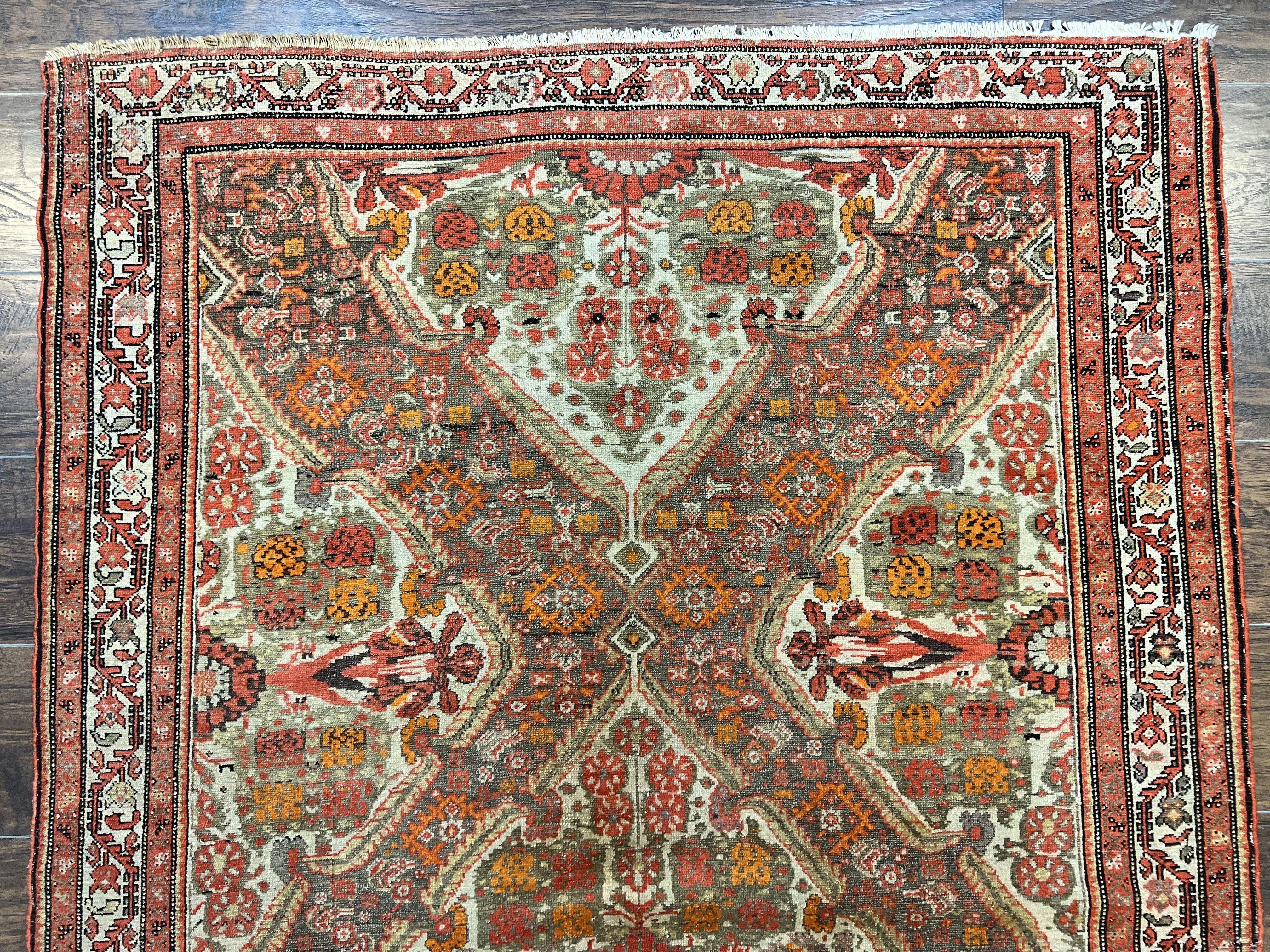 Wonderful Antique Persian Malayer Rug 4x6, Wool Hand Knotted Authentic Oriental Carpet, Very Fine - Jewel Rugs