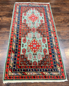 Colorful Turkish Rug 3x6, Geometric Heriz Oriental Carpet, Wool Hand Knotted Vintage Carpet, Oriental Rug 3 x 6