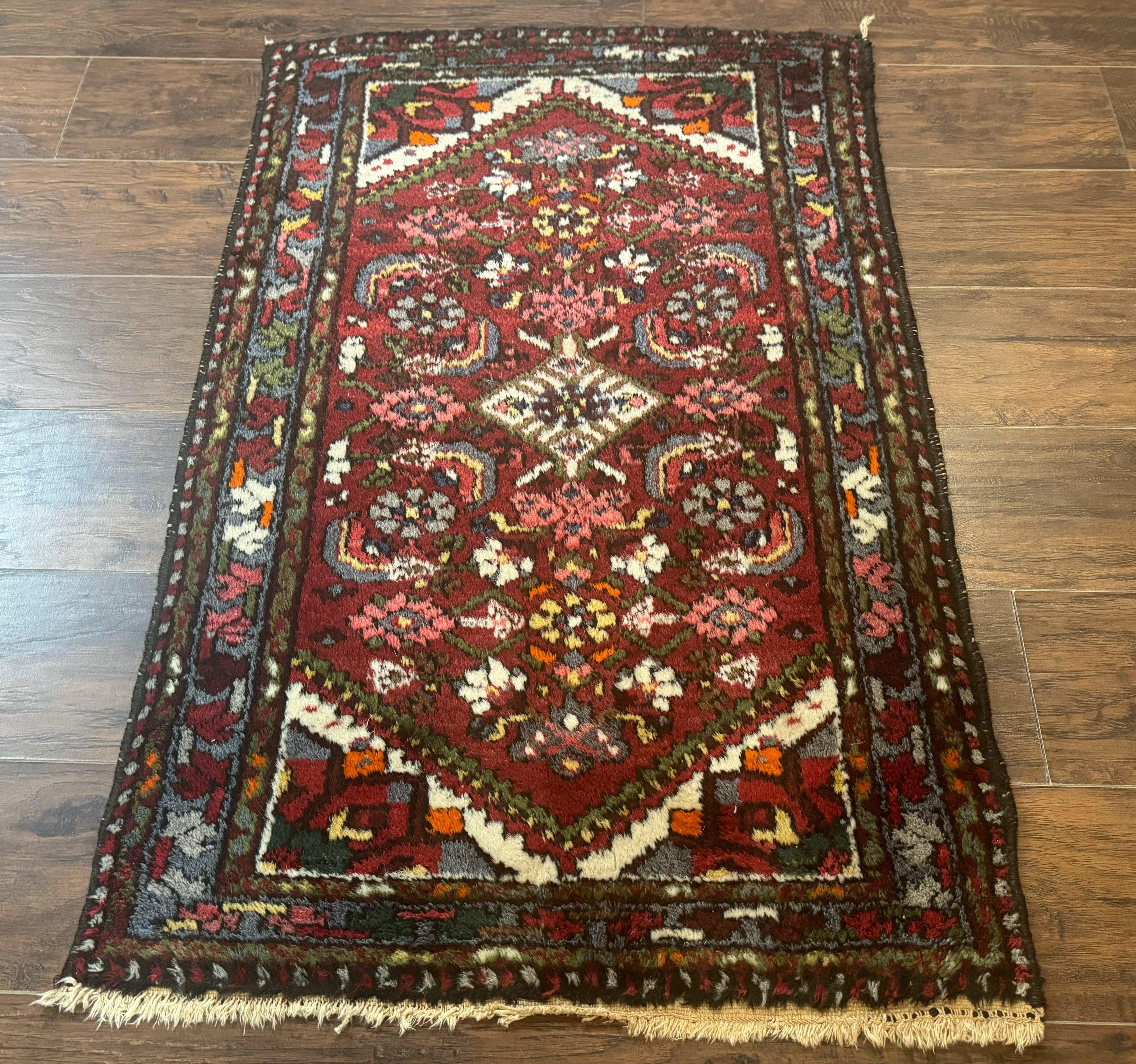 Small Red Persian Tribal Rug 2.6 x 4, Wool Rug, Persian Hamadan Rug - Jewel Rugs