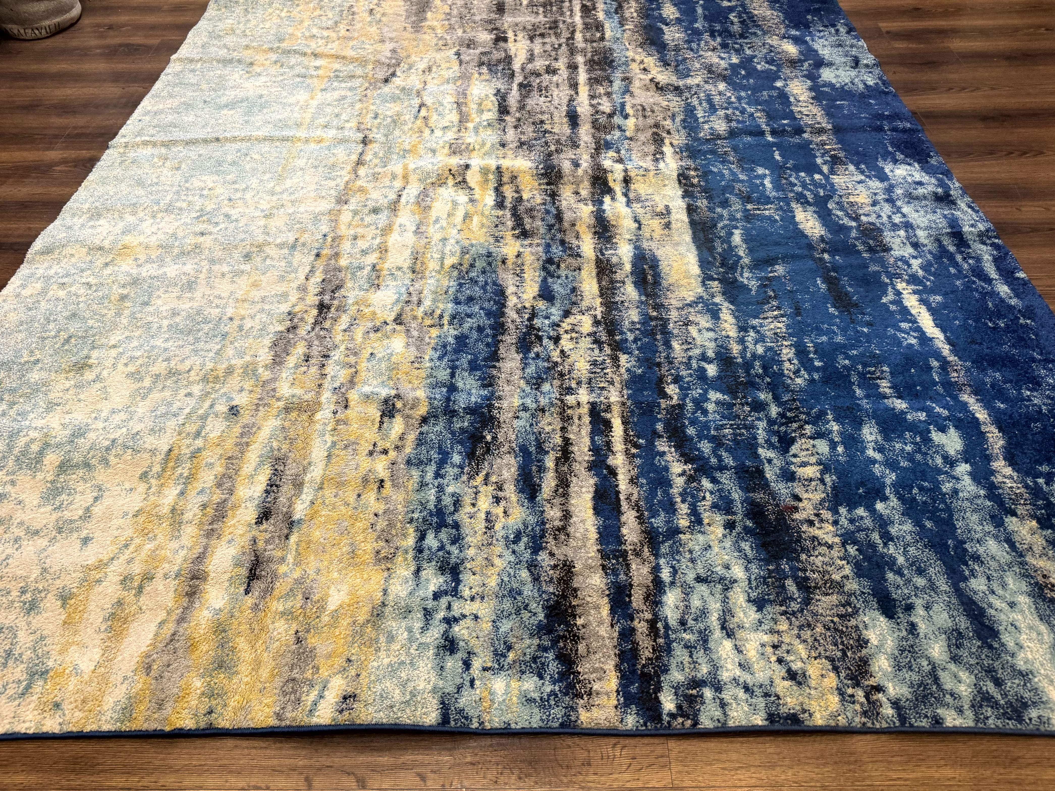 Modern Abstract Blue Area Rug 8x11 ft - Jewel Rugs