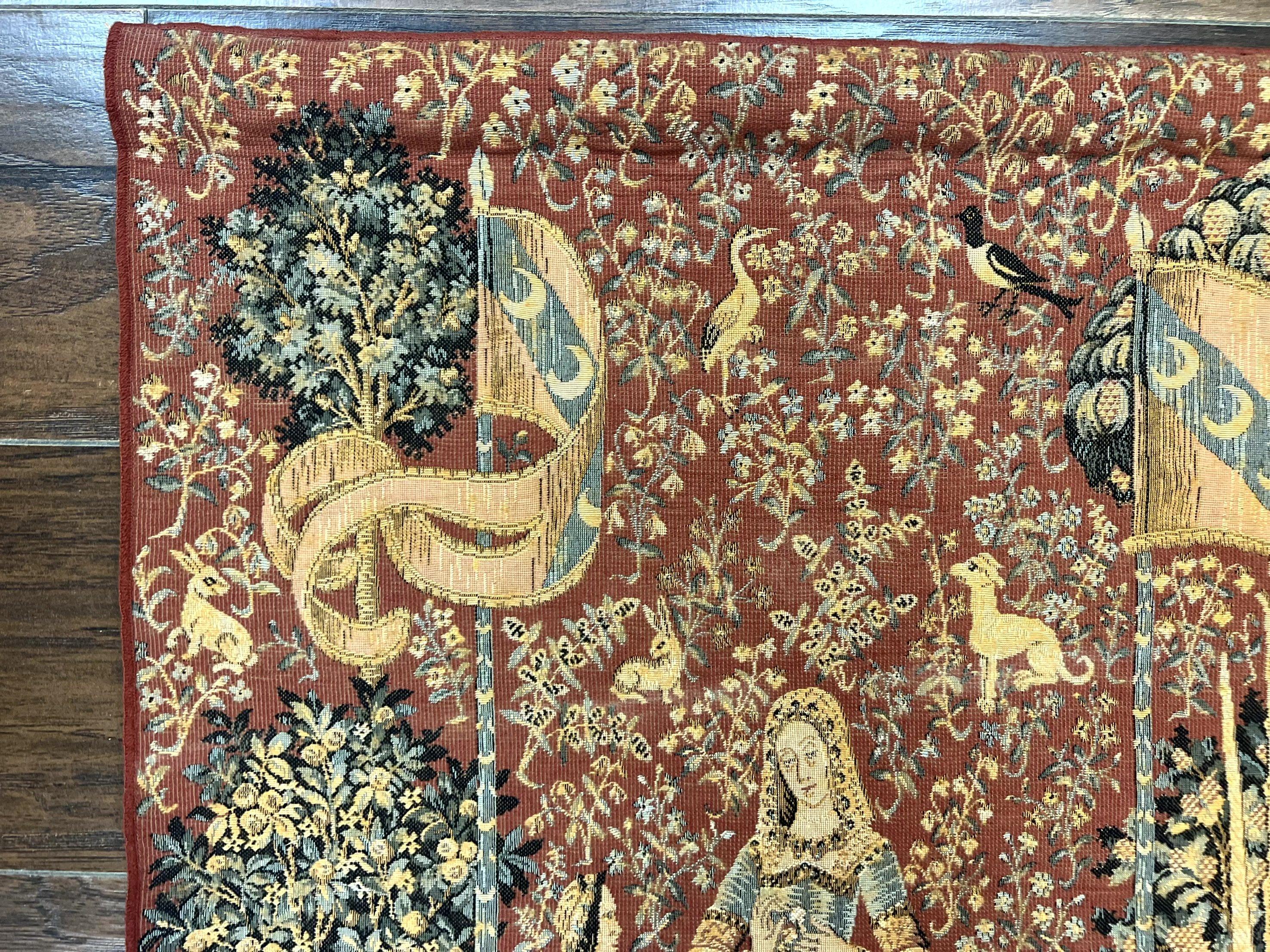 Vintage Tapestry 2x3, Lion Unicorn Flags Princess Medievel Motif - Jewel Rugs