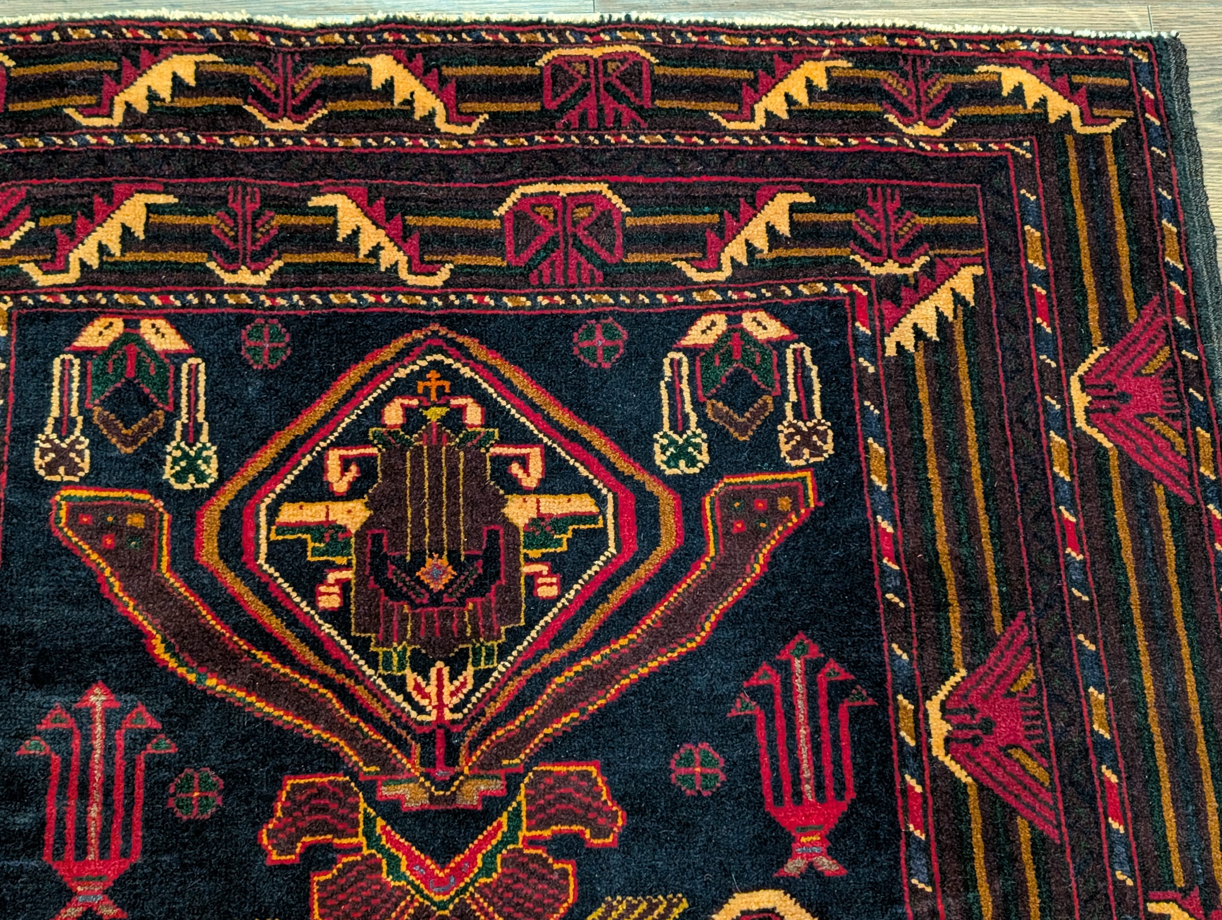 Afghan Baluch Rug 4x7, Persian Vase Design, Handmade, Wool, New - Jewel Rugs