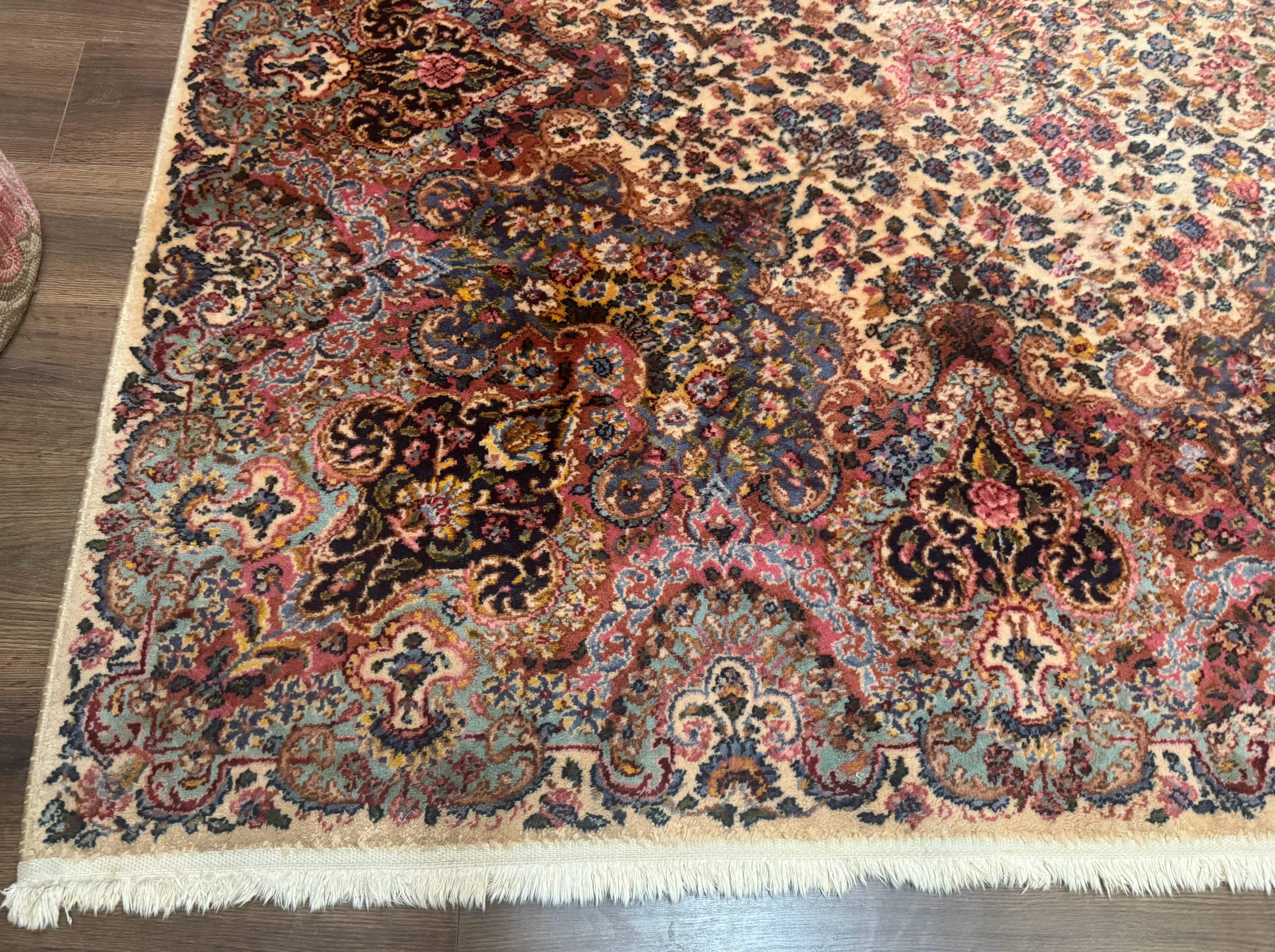 11x16 Karastan Ivory Kirman Rug #759, Floral Kirman, Wool, Original 700 Series, Palace Size - Jewel Rugs