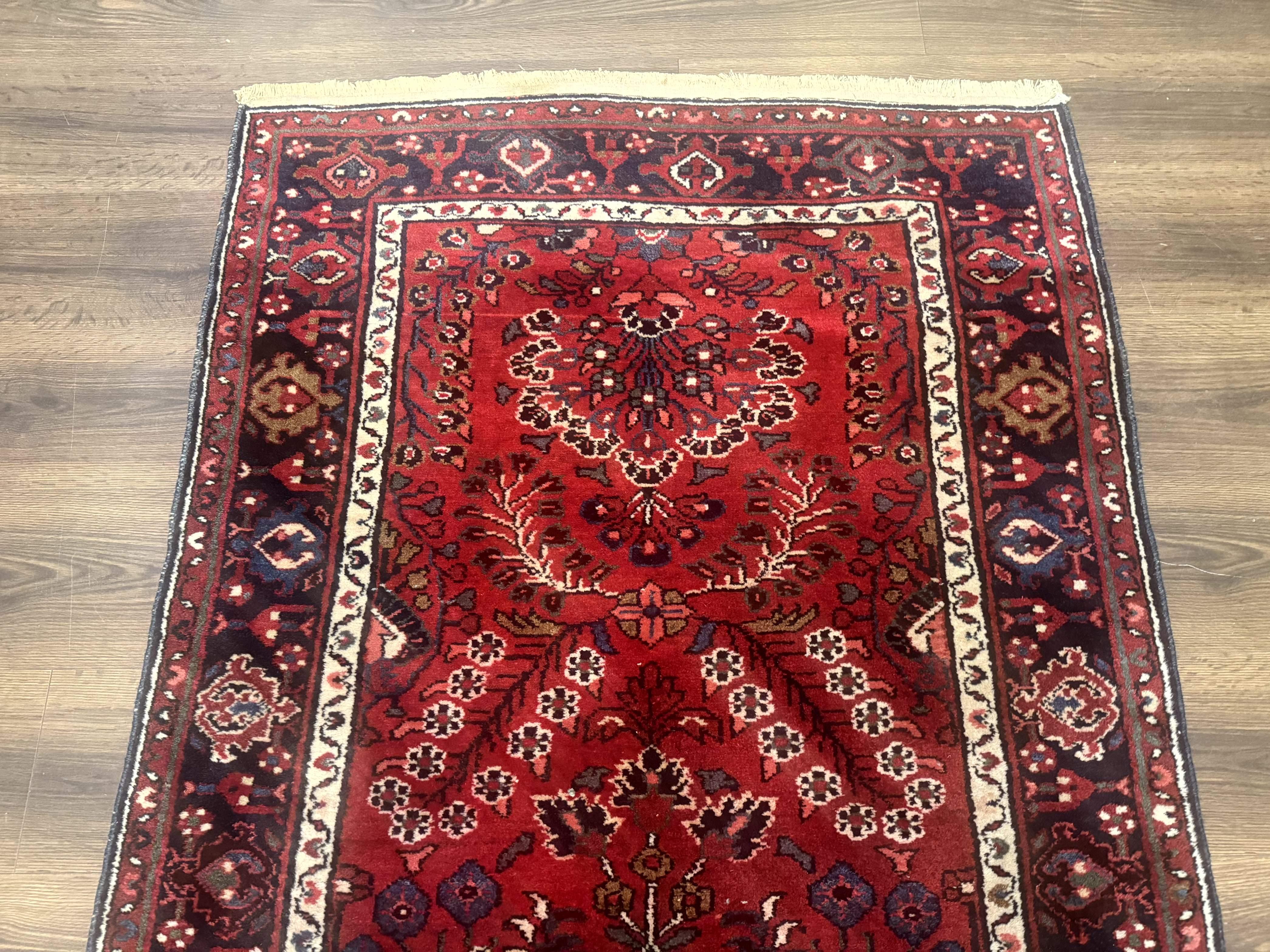 Red Persian Rug 2.6 x 6.8, Floral, Antique Per'sian Carpet, Persian Malayer Rug, Hamadan Rug - Jewel Rugs