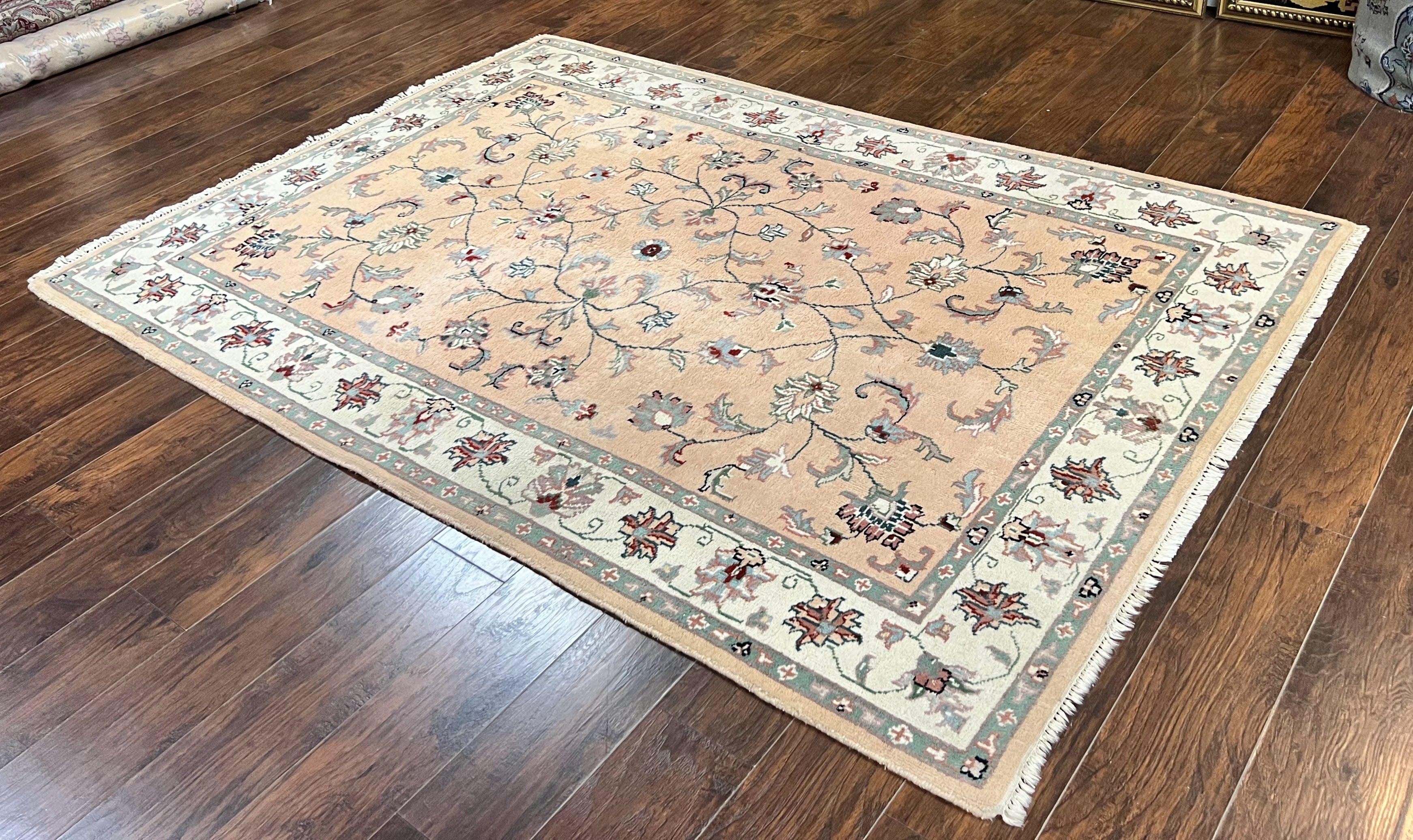 Indo Persian Rug 6x9, Handmade Vintage Wool Carpet, Floral Allover - Jewel Rugs