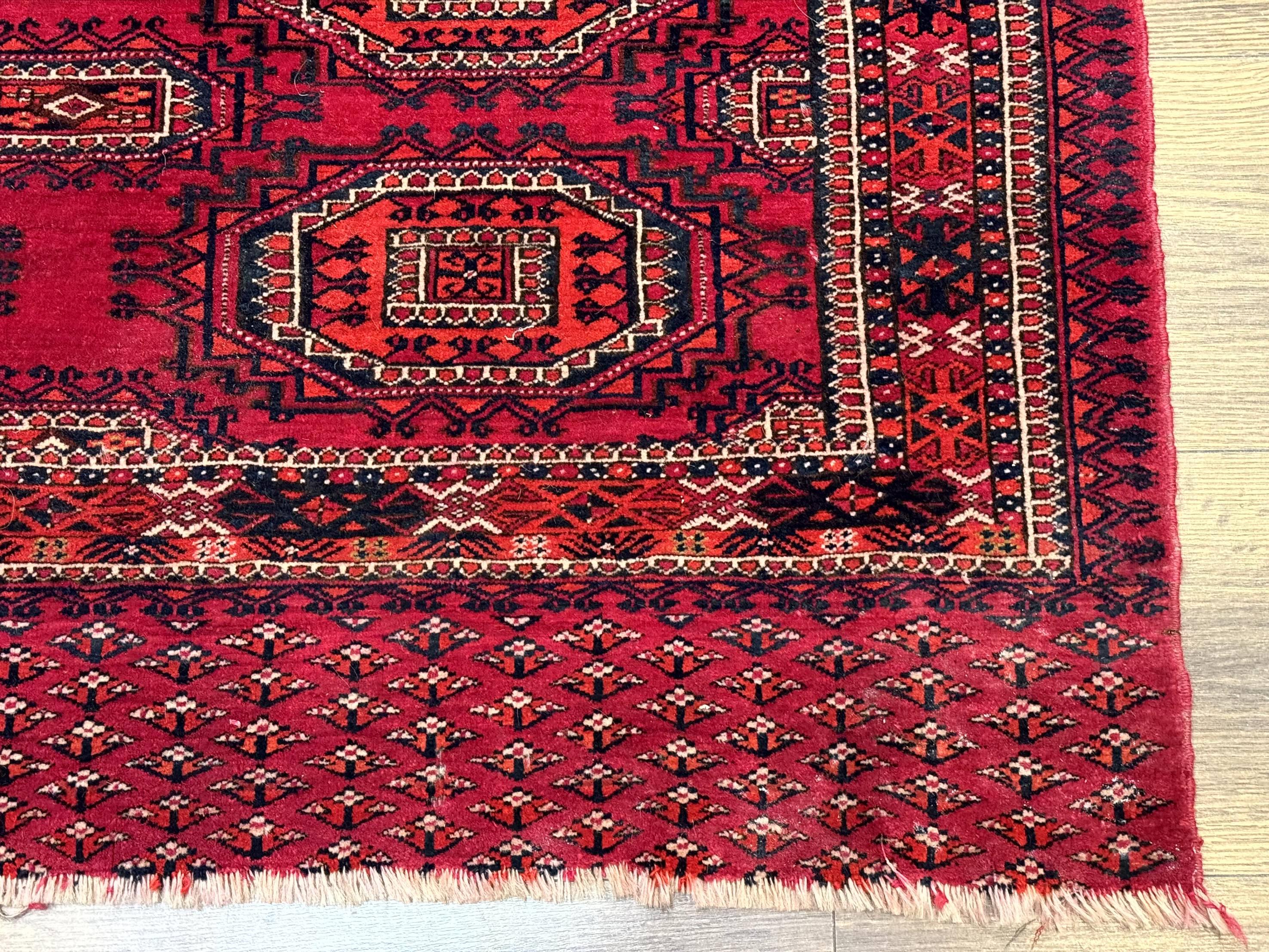 Antique Turkoman Salor Rug, Turkoman Textile, Fine 400 KPSI, Red, Persian Tribal Rug - Jewel Rugs