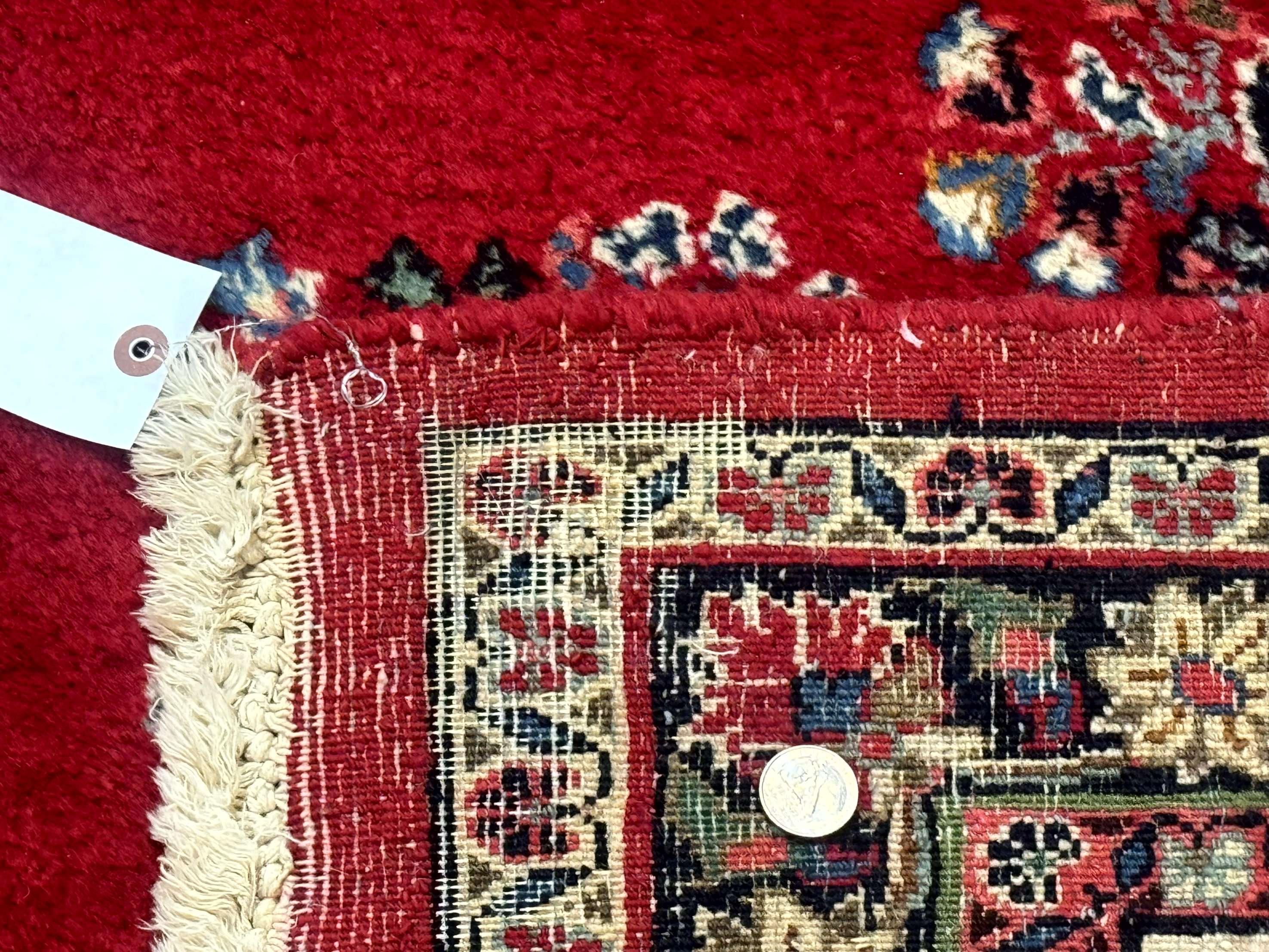 Persian Sarouk Rug 10x13, Semi Open Field, Red Ivory Blue, Large Antique Persian Carpet, Traditional Wool Rug - Jewel Rugs