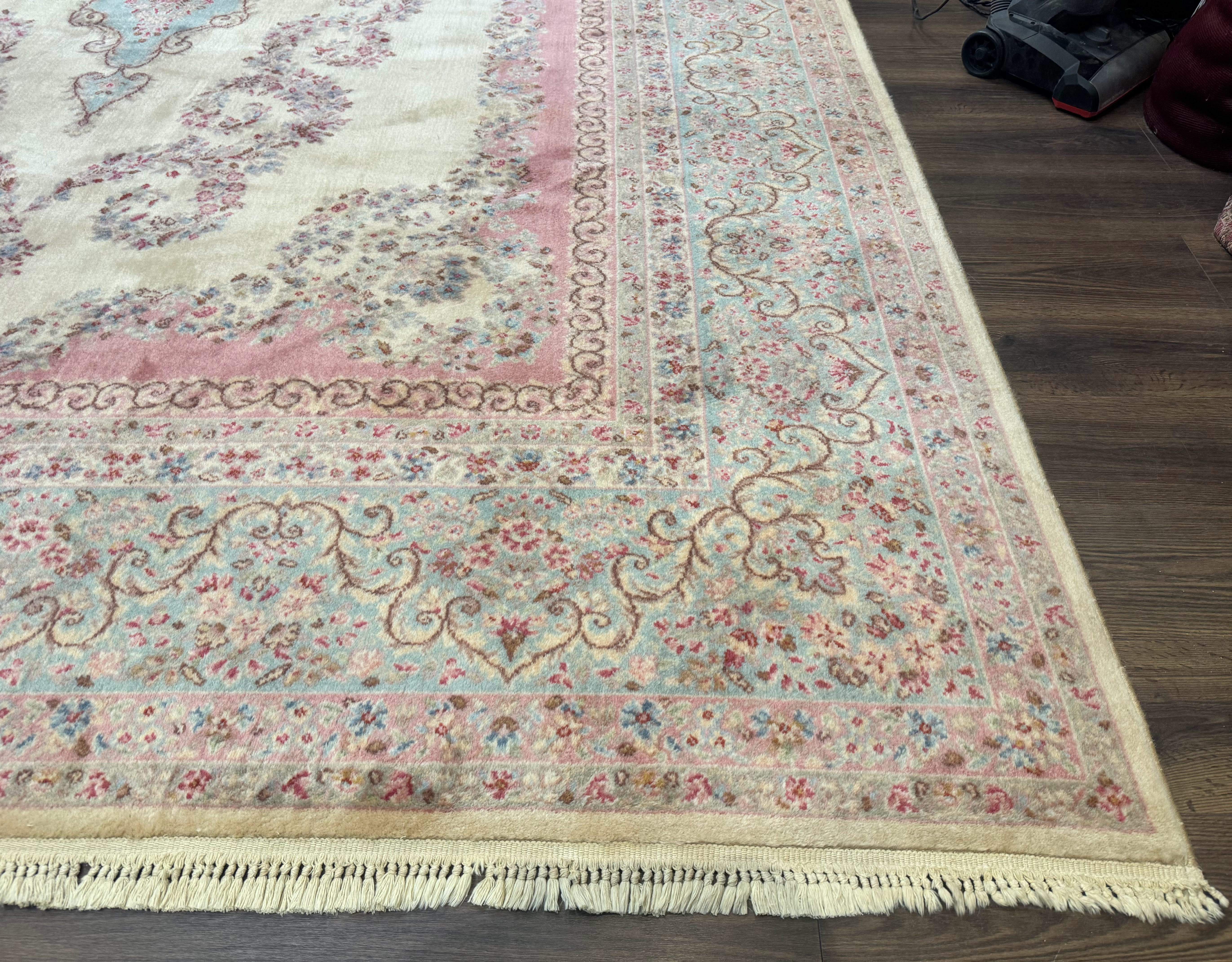 10x14 Karastan Kirman Rug #784 Pastel Ivory Kirman Medallion, Wool Antique Original 700 Series - Jewel Rugs