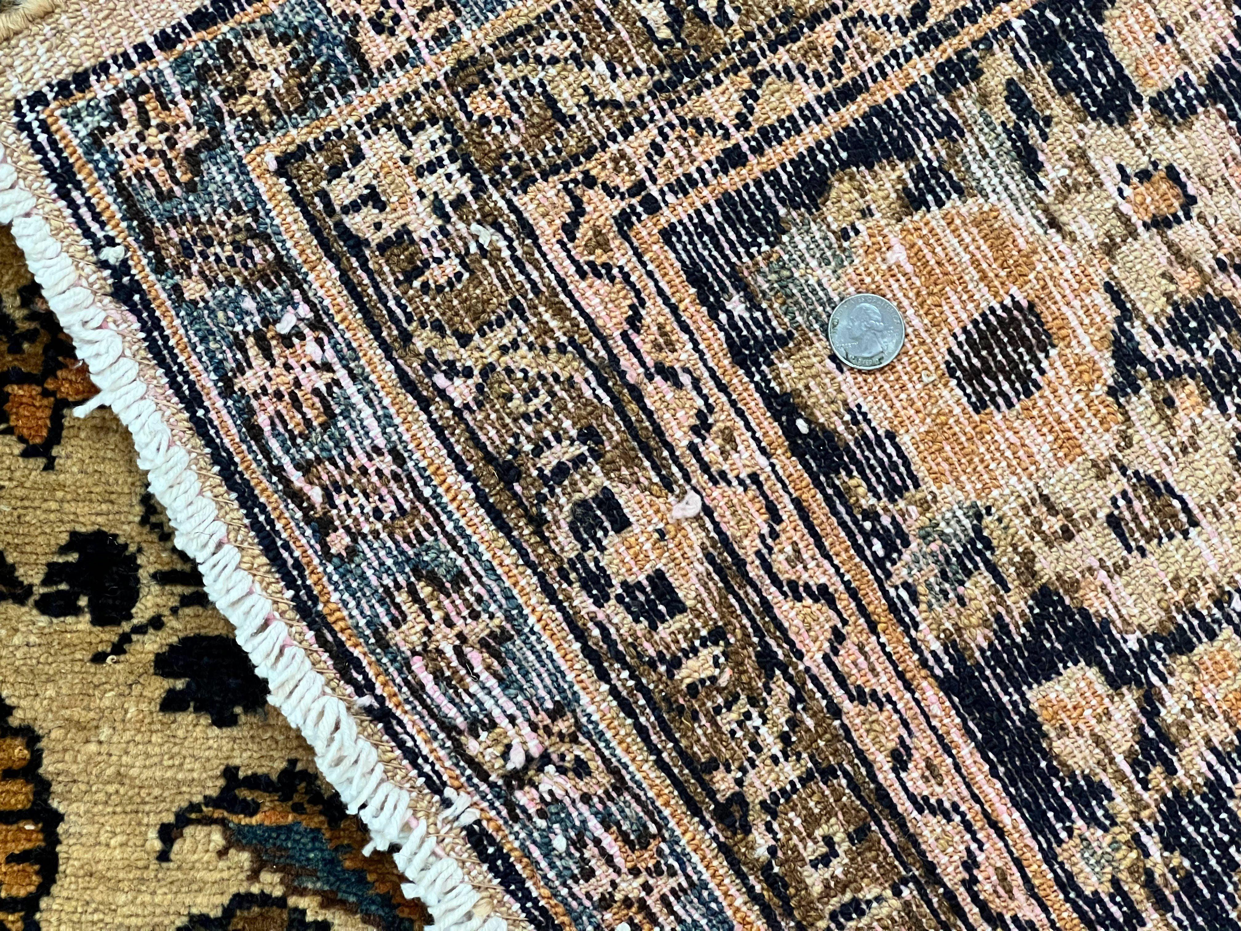 Antique Persian Rug 9x11, Wool Handmade 1920s Oriental Carpet, Persian Hamadan Anjelas Rug, Cream Black, Floral Allover Oriental Rug 9 x 11 Room Sized Rug - Jewel Rugs