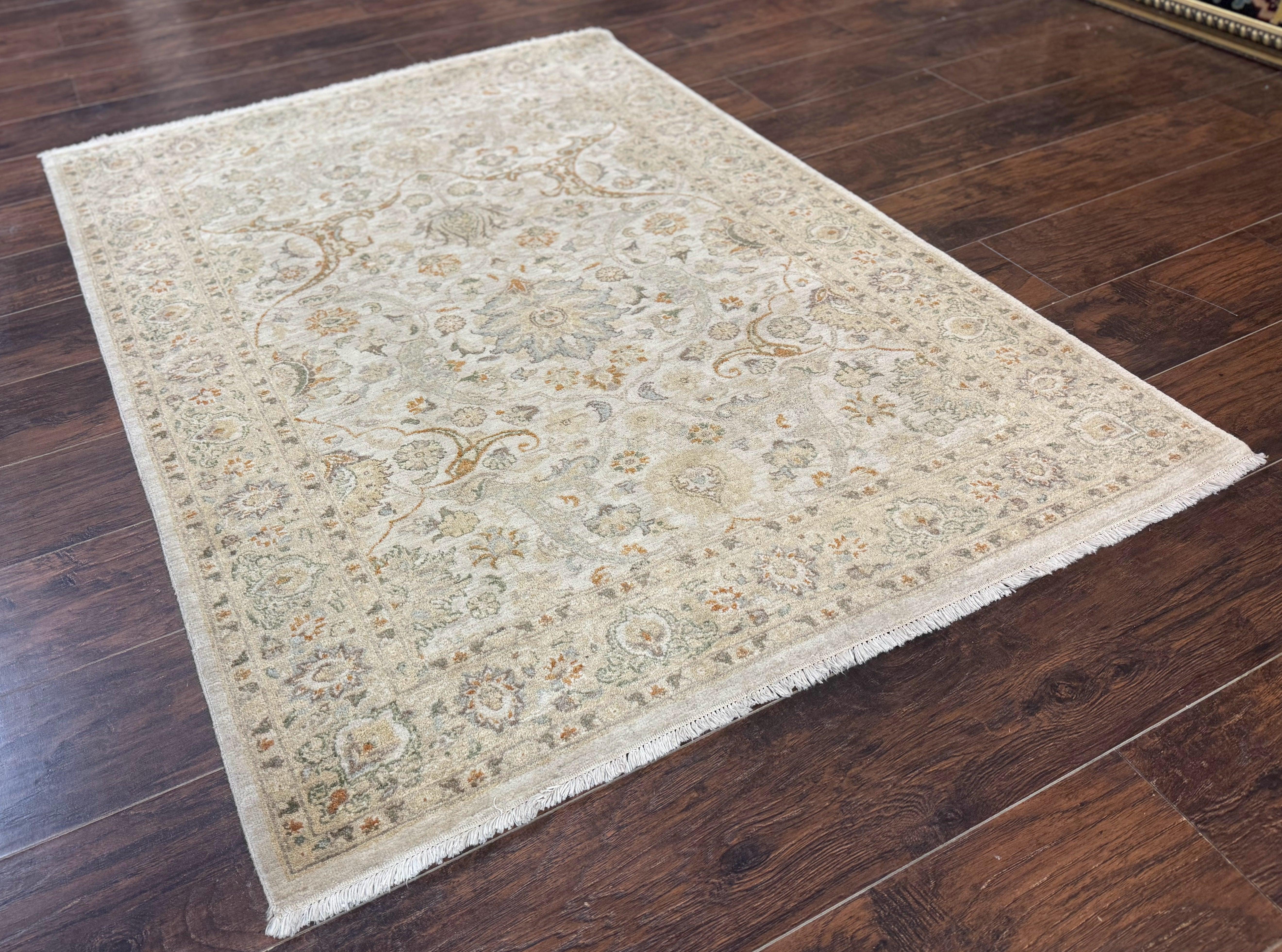 Pak Persian Rug 4x6, Beige, Pakistani Peshawar Rug, Handmade, Neutral Colors, Vintage Rug for Modern Home - Jewel Rugs