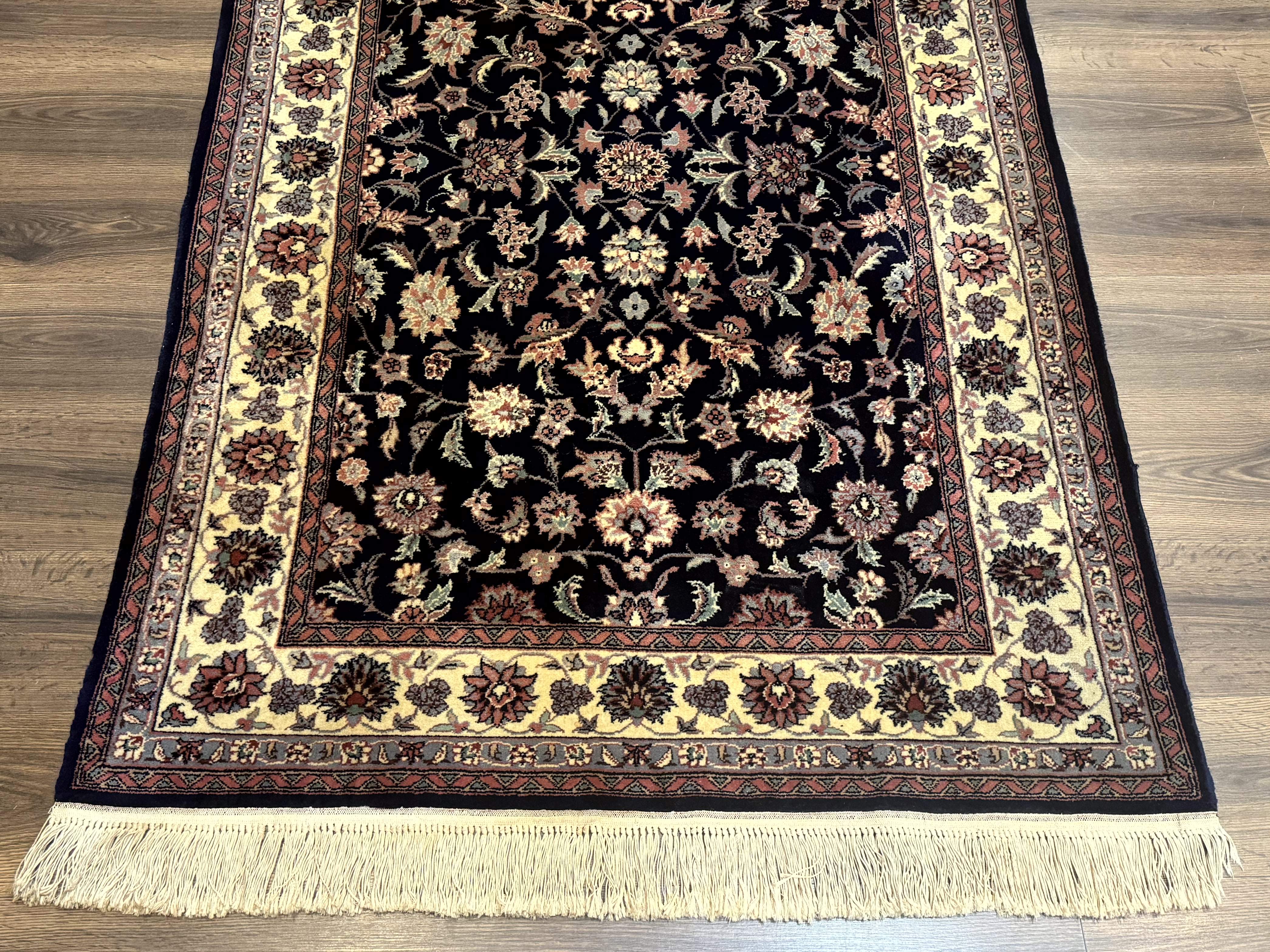 Sino Persian Rug 4x6, Navy Blue and Cream, Floral Allover Oriental Carpet - Jewel Rugs