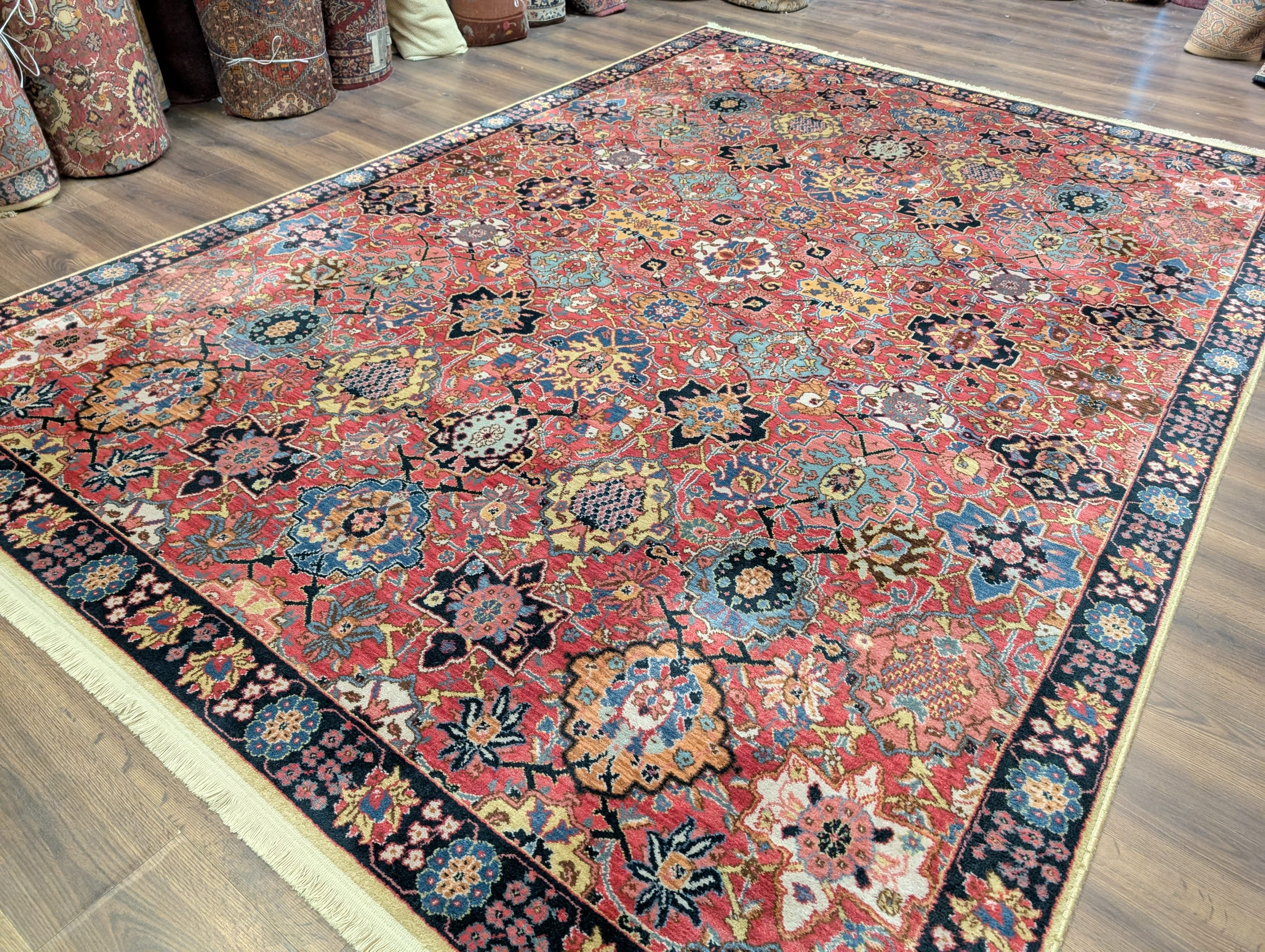 Karastan Rug 8.3 x 11.7, Williamsburg Kerman Vase #557, Wool, Vintage - Jewel Rugs