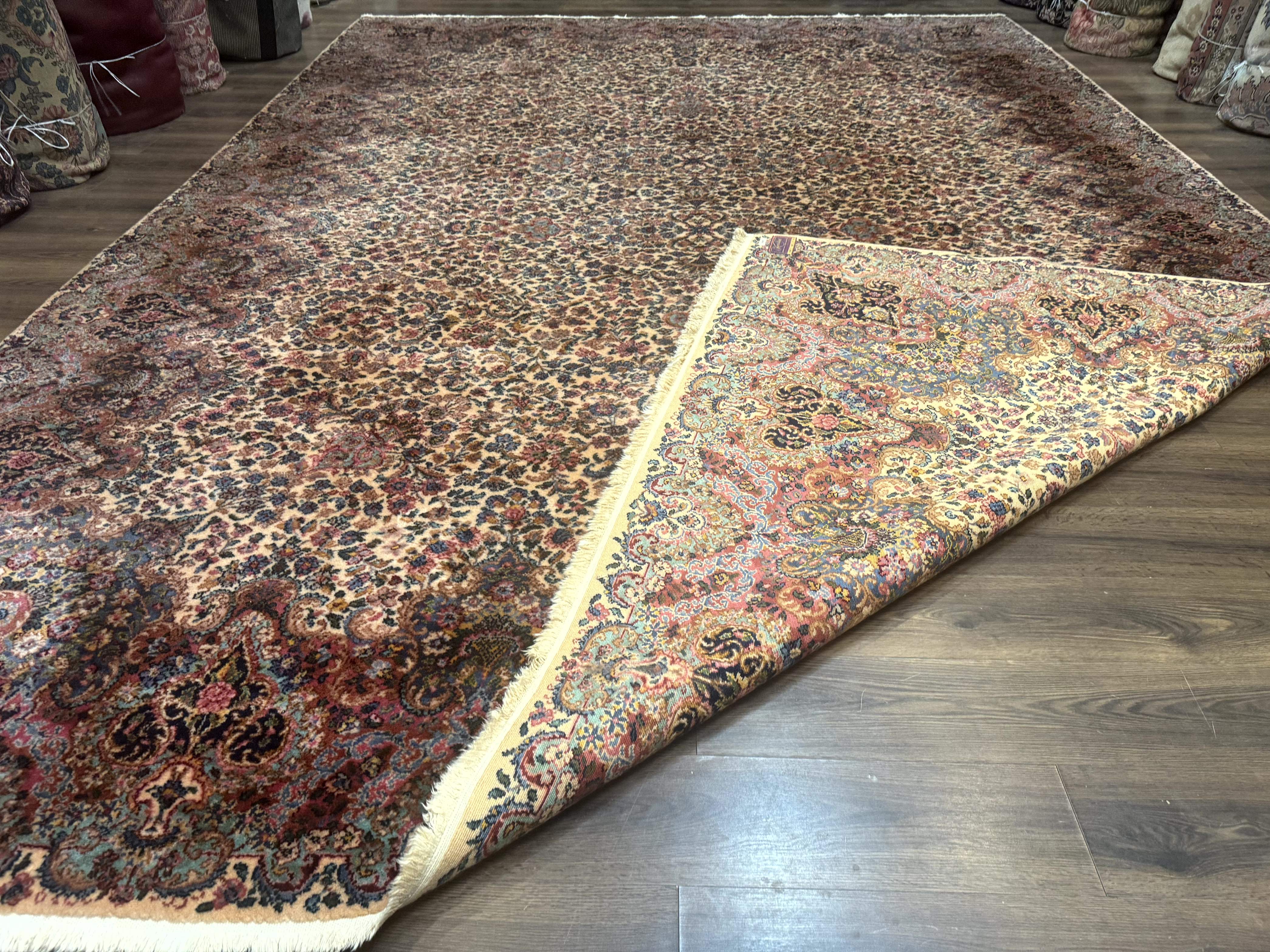 11x16 Karastan Ivory Kirman Rug #759, Floral Kirman, Wool, Original 700 Series, Palace Size - Jewel Rugs