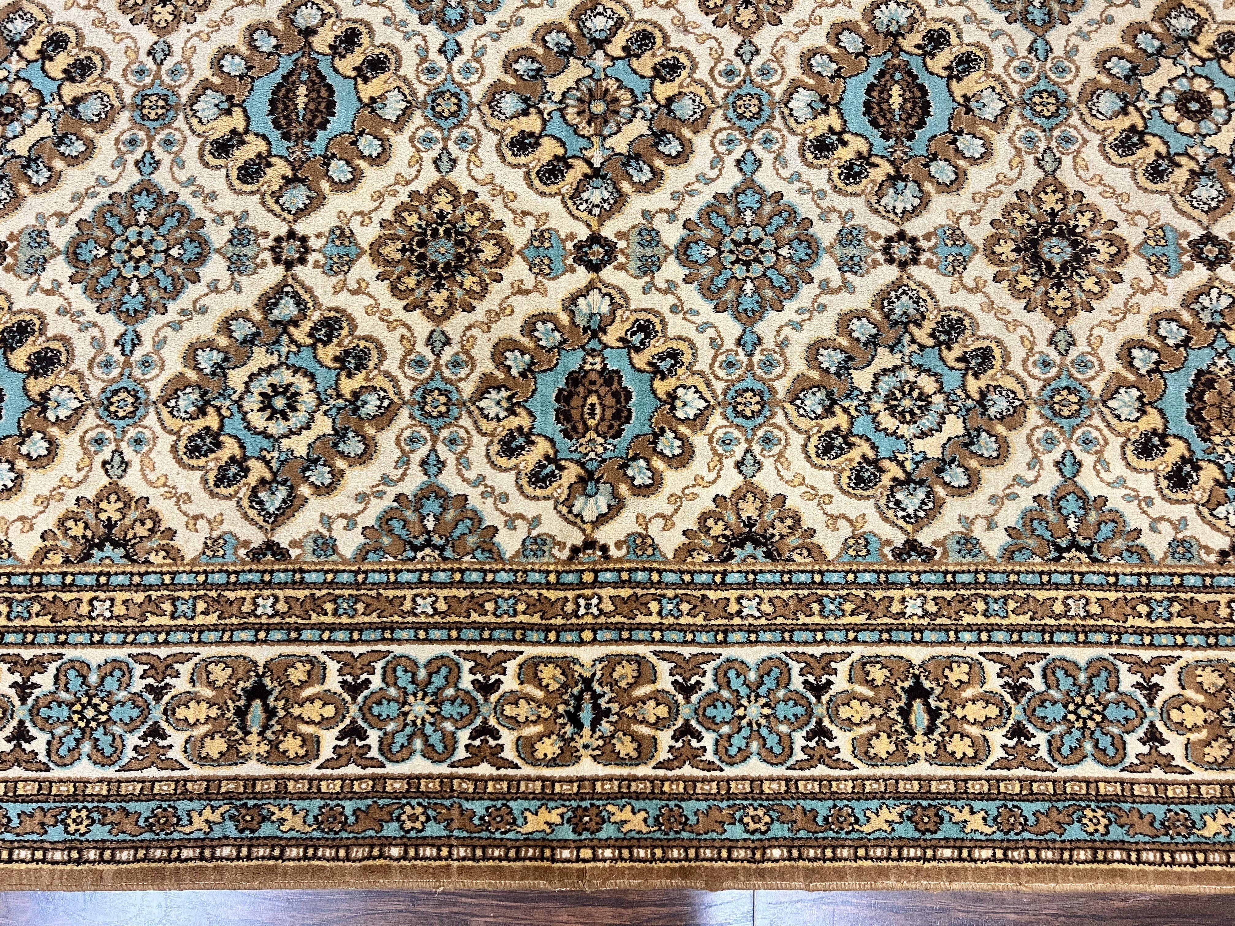 Belgium Power Loomed Rug 10x13, Colorful Multicolor Cream Red Blue, Wool, Large Area Rug, Vintage, Room Sized Carpet - Jewel Rugs