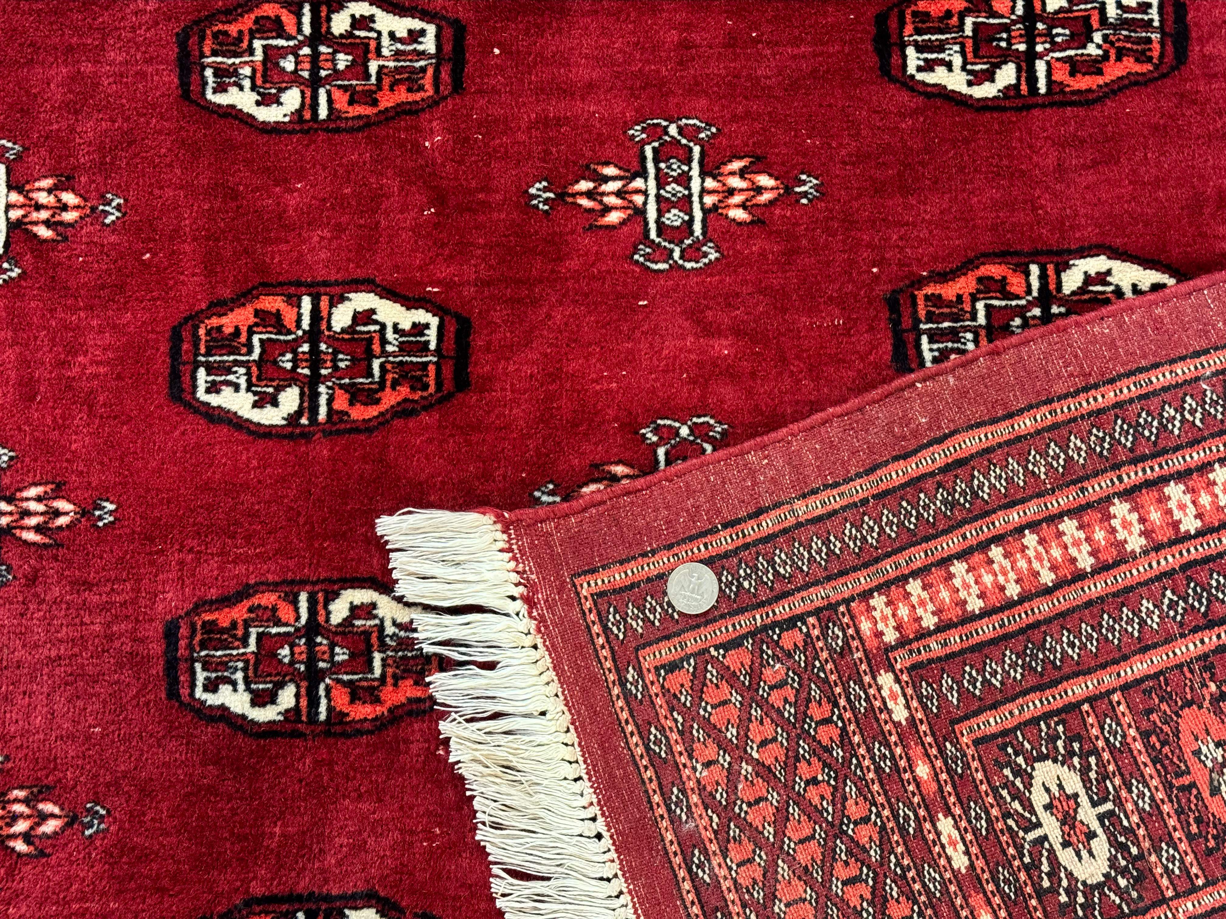 Pakistani Bokhara Rug 6x9 – Red, Hand-Knotted Wool, Vintage Turkoman Carpet - Jewel Rugs