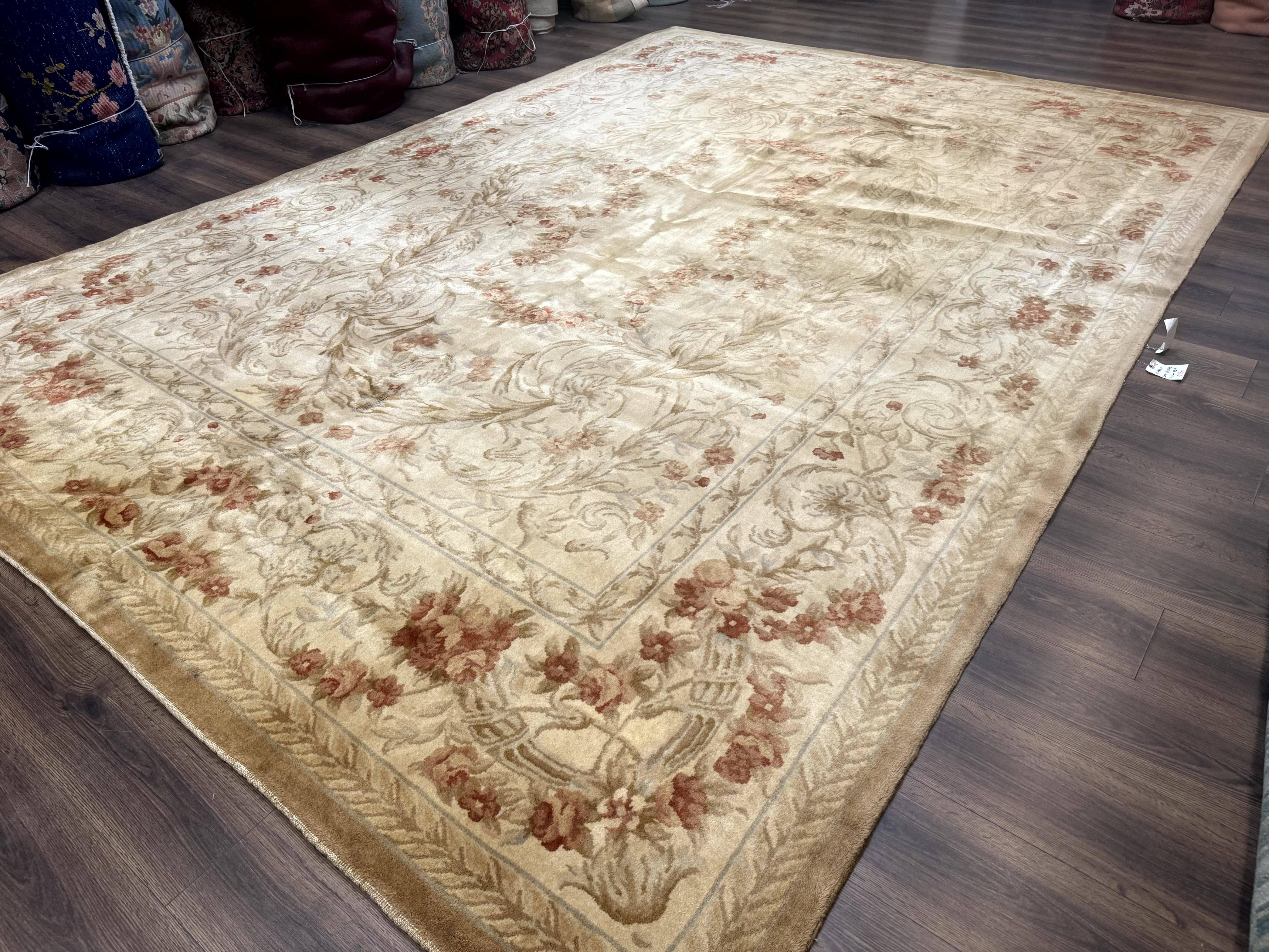 Chinese Aubusson Wool Rug 10x14, European Design, Thick Wool Pile - Jewel Rugs