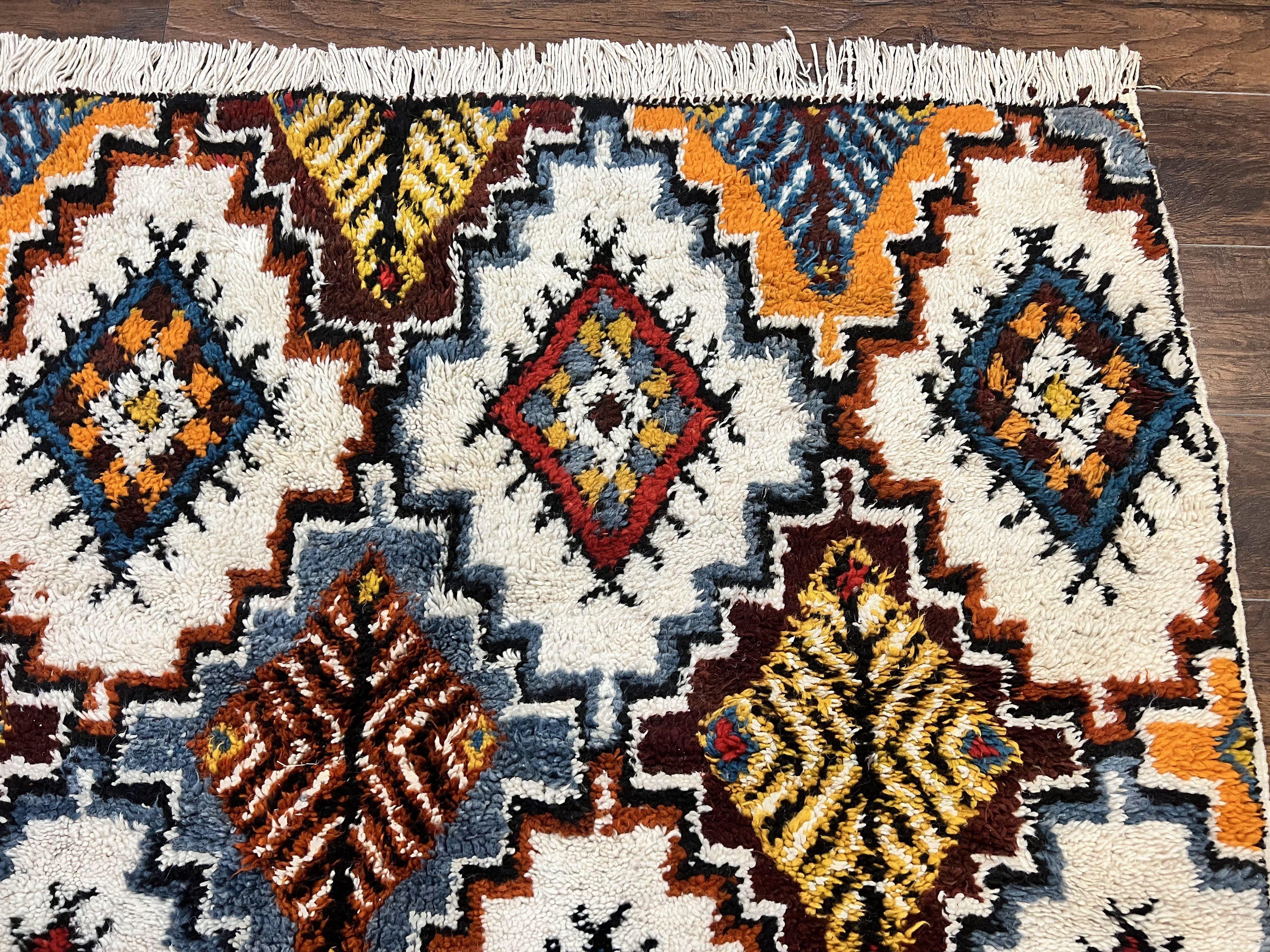 Moroccan Rug 5.9 x 7.6, Colorful Geometric Panel, Soft Wool, Handmade, Multicolor, Vintage Moroccan Carpet, Berber Rug, Rabat Rug - Jewel Rugs