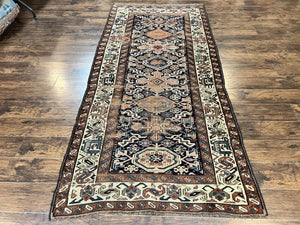 Antique Persian Tribal Runner Rug 4.6 x 9.8, Kurdish Runner, Rug for Hallway or Kitchen, 1920s Carpet, Wool Handmade Rug