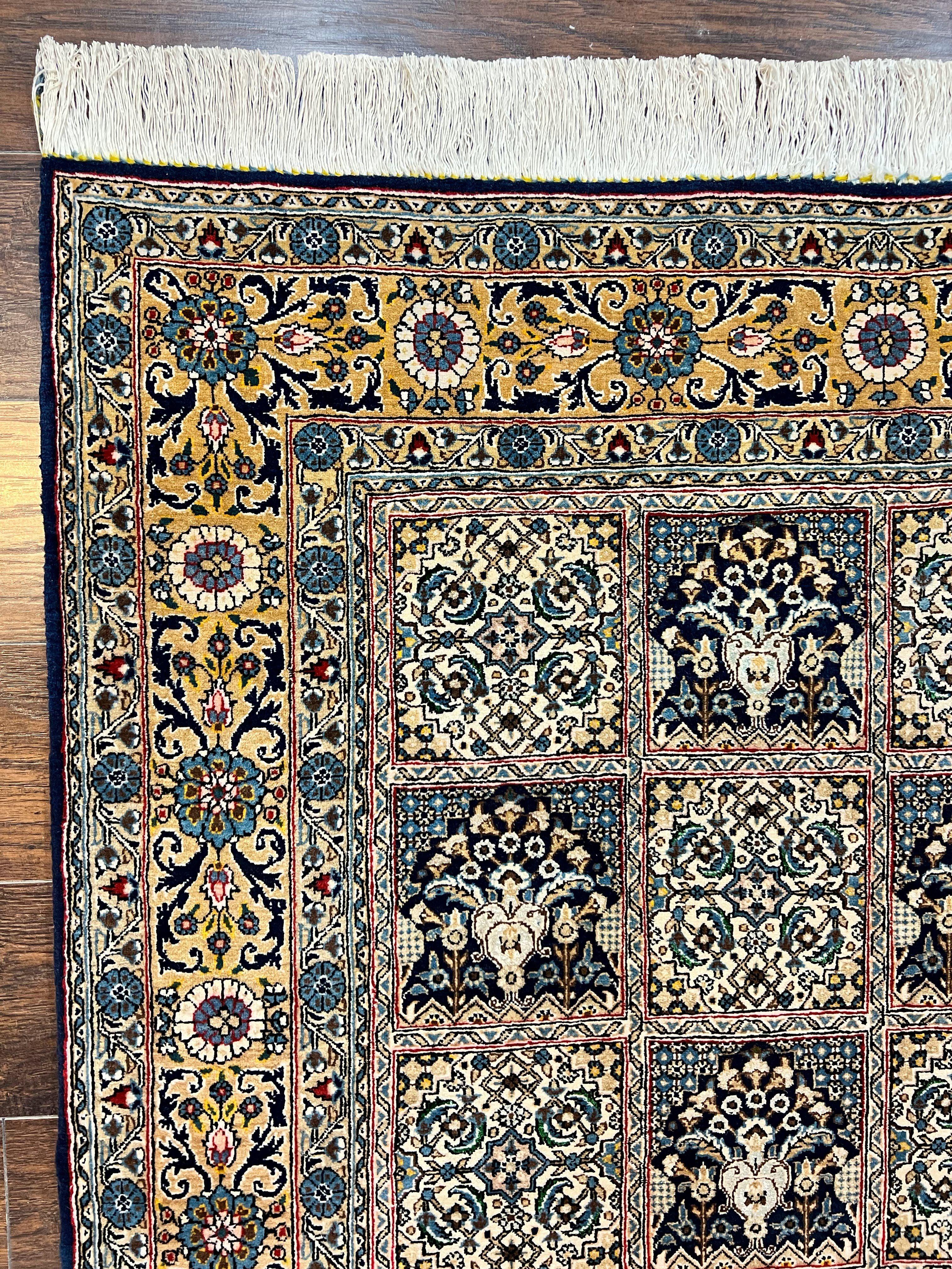 Persian Qum Rug 5x7, Panel Design Oriental Carpet, Multicolor, Hand Knotted Wool Vintage Traditional Rug, Medium Size 5 x 7 ft, Fine Rug - Jewel Rugs