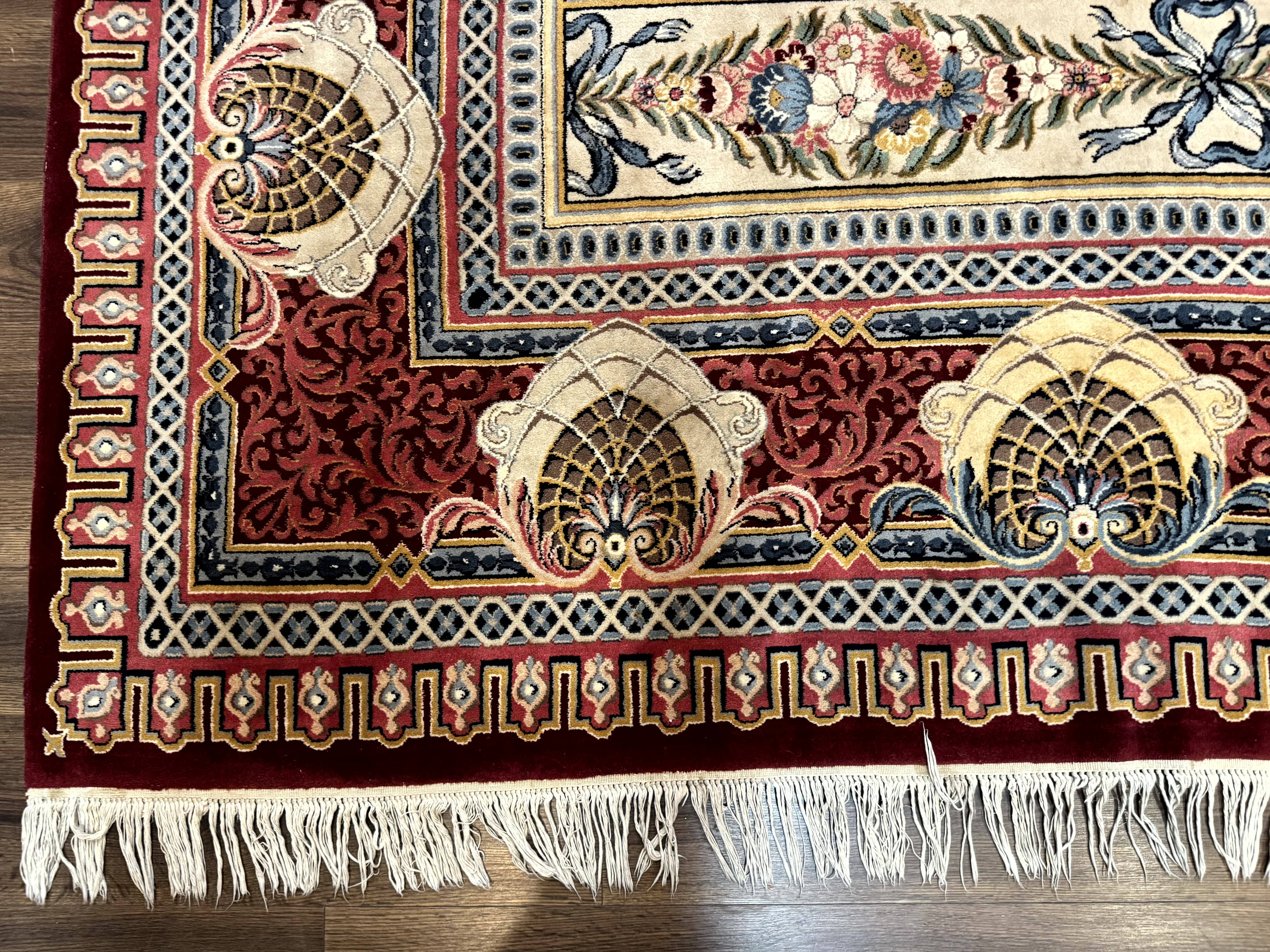 Wonderful Aubusson Rug 10x14, Red Maroon, Elegant, Fine 200 KPSI - Jewel Rugs