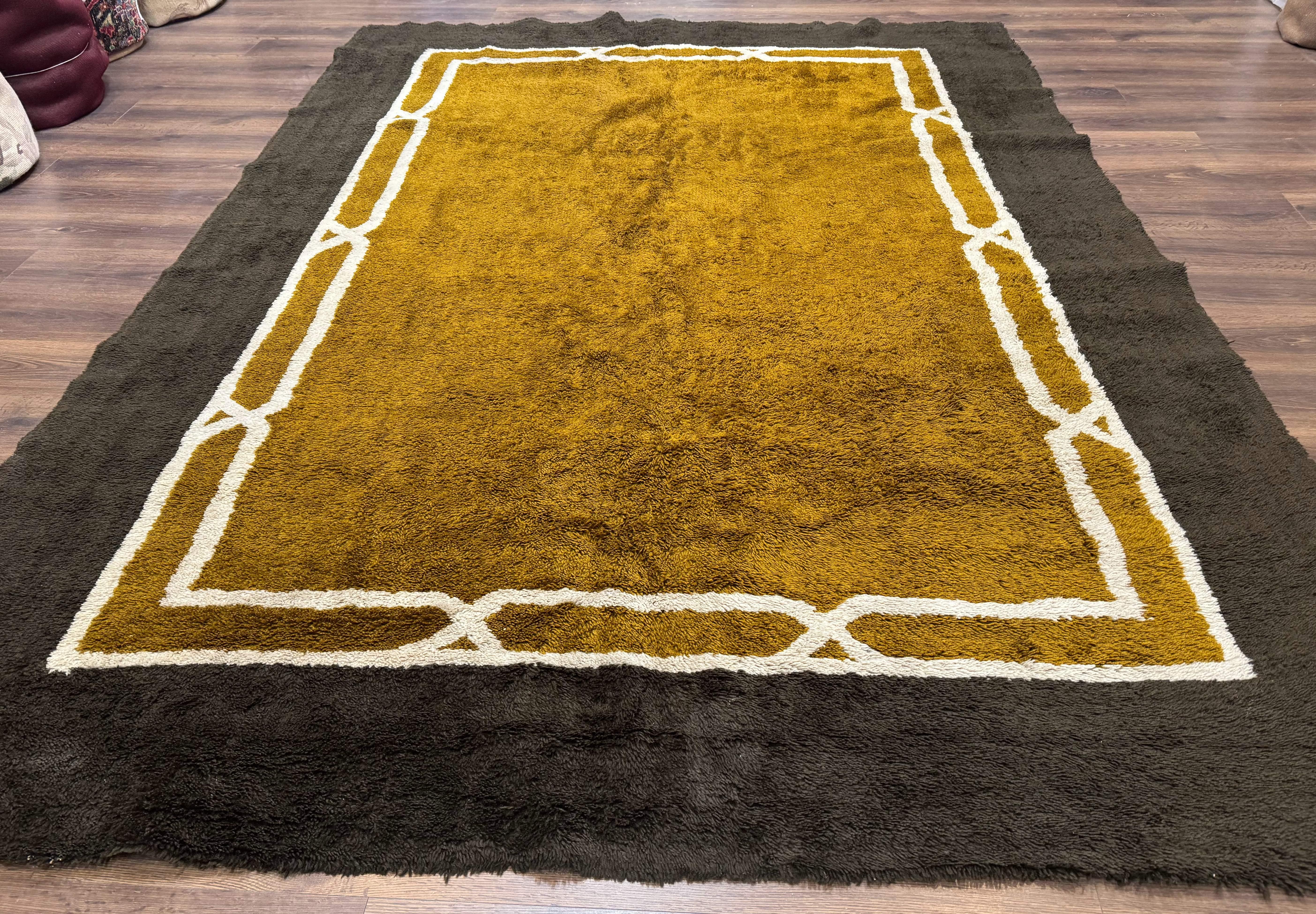 Mid Century Shag Rug 8x11, Large Vintage Shag Rug, Open Field, European Shag Rug - Jewel Rugs