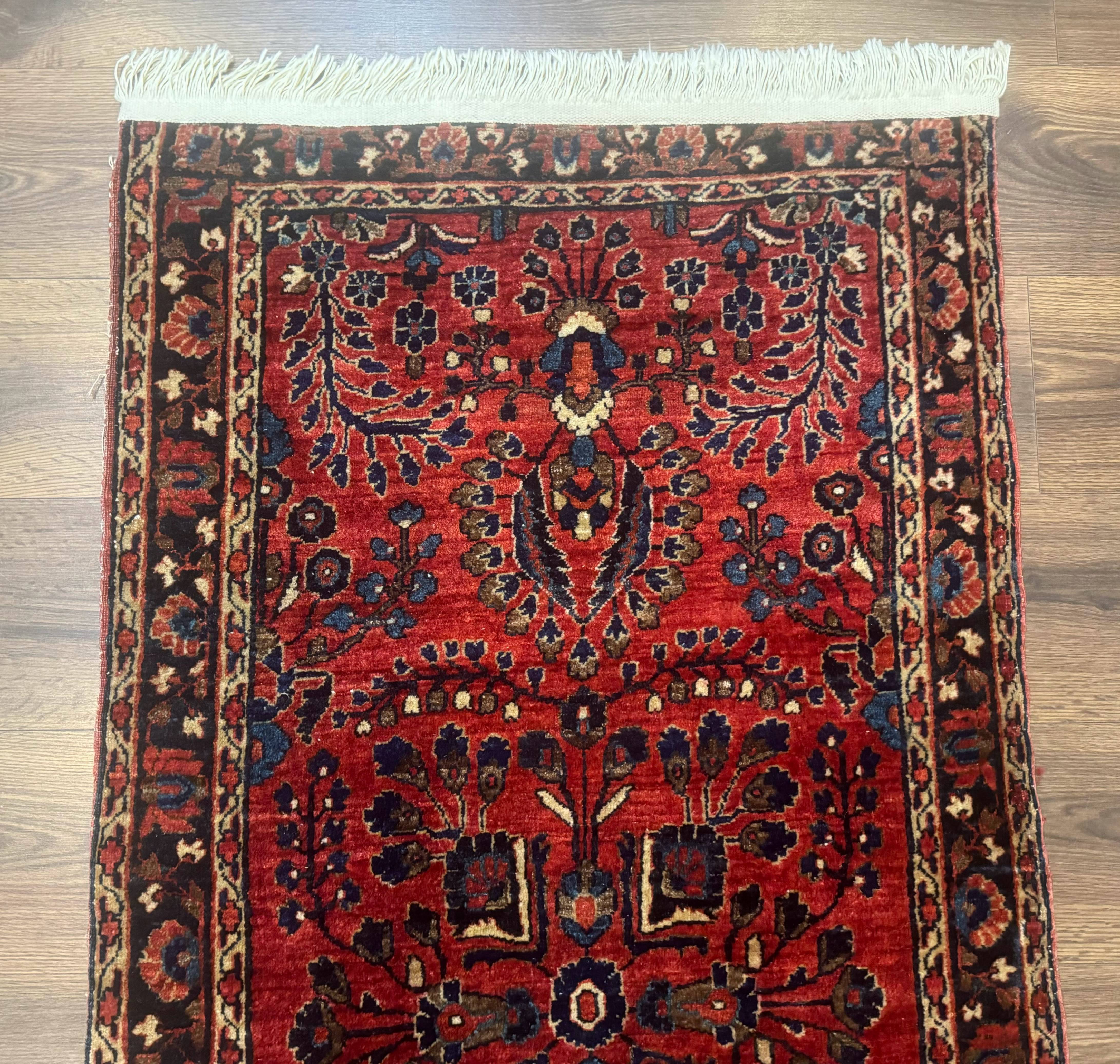 Small Red Persian Sarouk Rug 2.7 x 4.9, Floral, Antique - Jewel Rugs